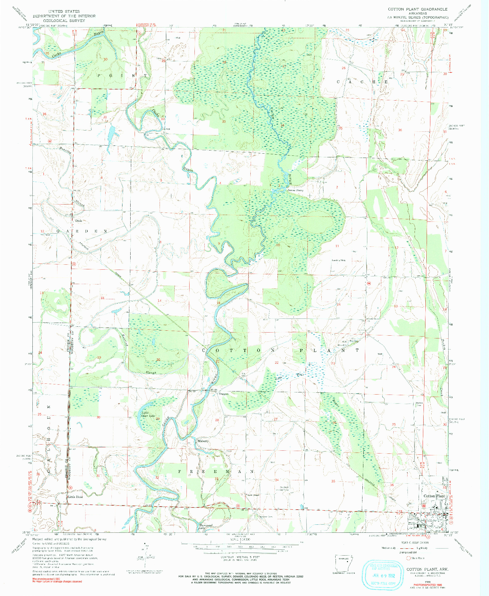 USGS 1:24000-SCALE QUADRANGLE FOR COTTON PLANT, AR 1968