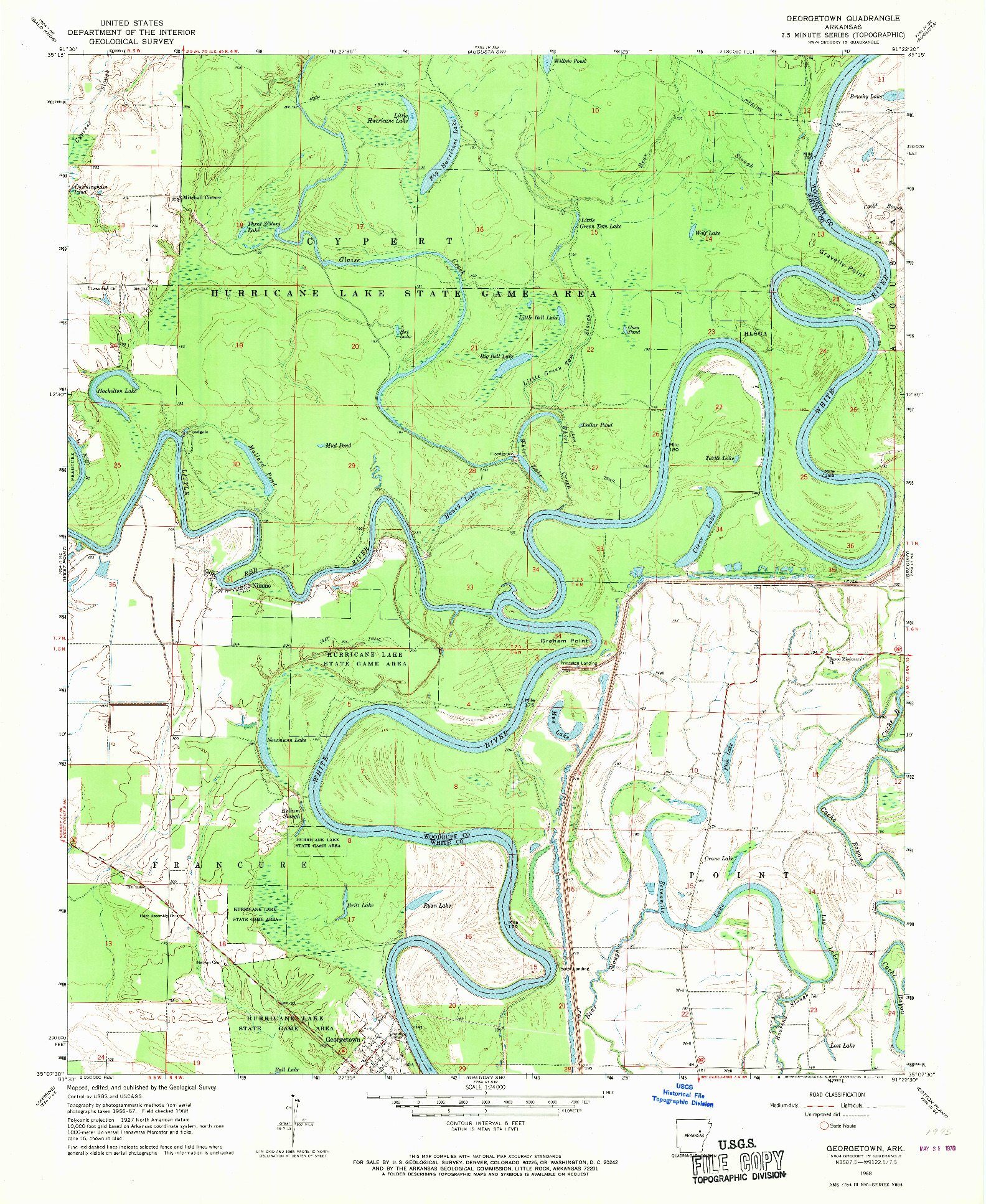 USGS 1:24000-SCALE QUADRANGLE FOR GEORGETOWN, AR 1968