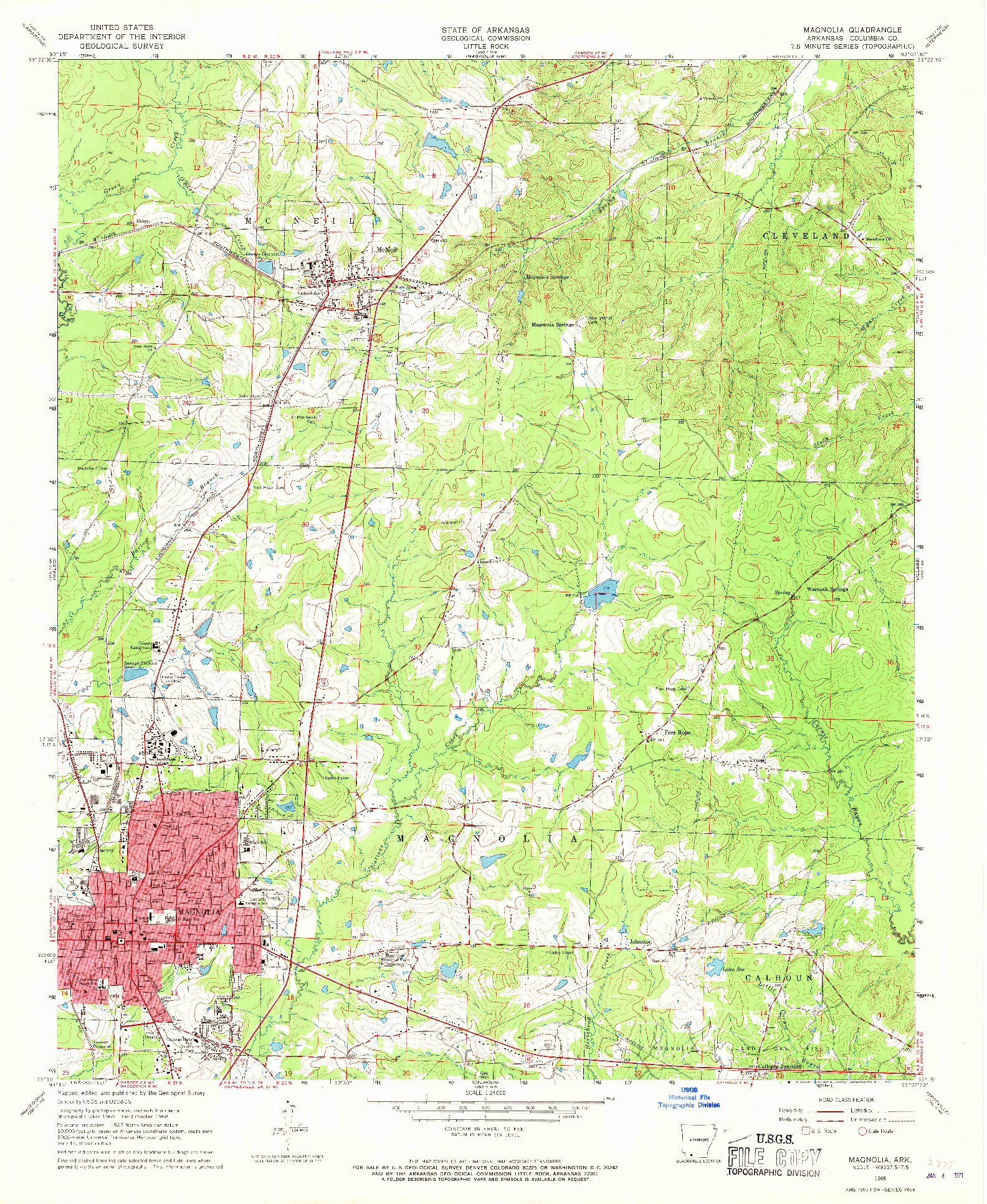 USGS 1:24000-SCALE QUADRANGLE FOR MAGNOLIA, AR 1968