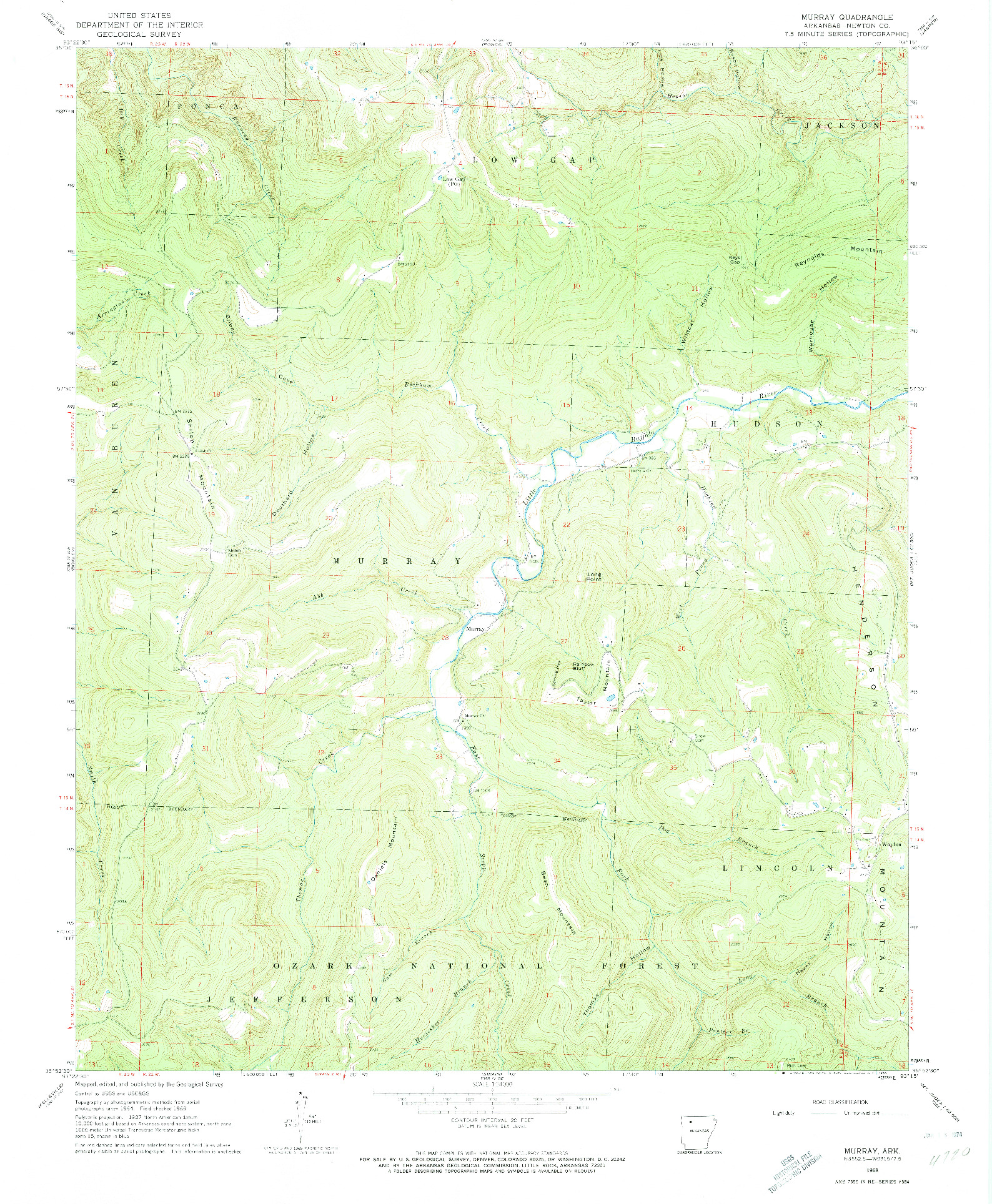 USGS 1:24000-SCALE QUADRANGLE FOR MURRAY, AR 1968