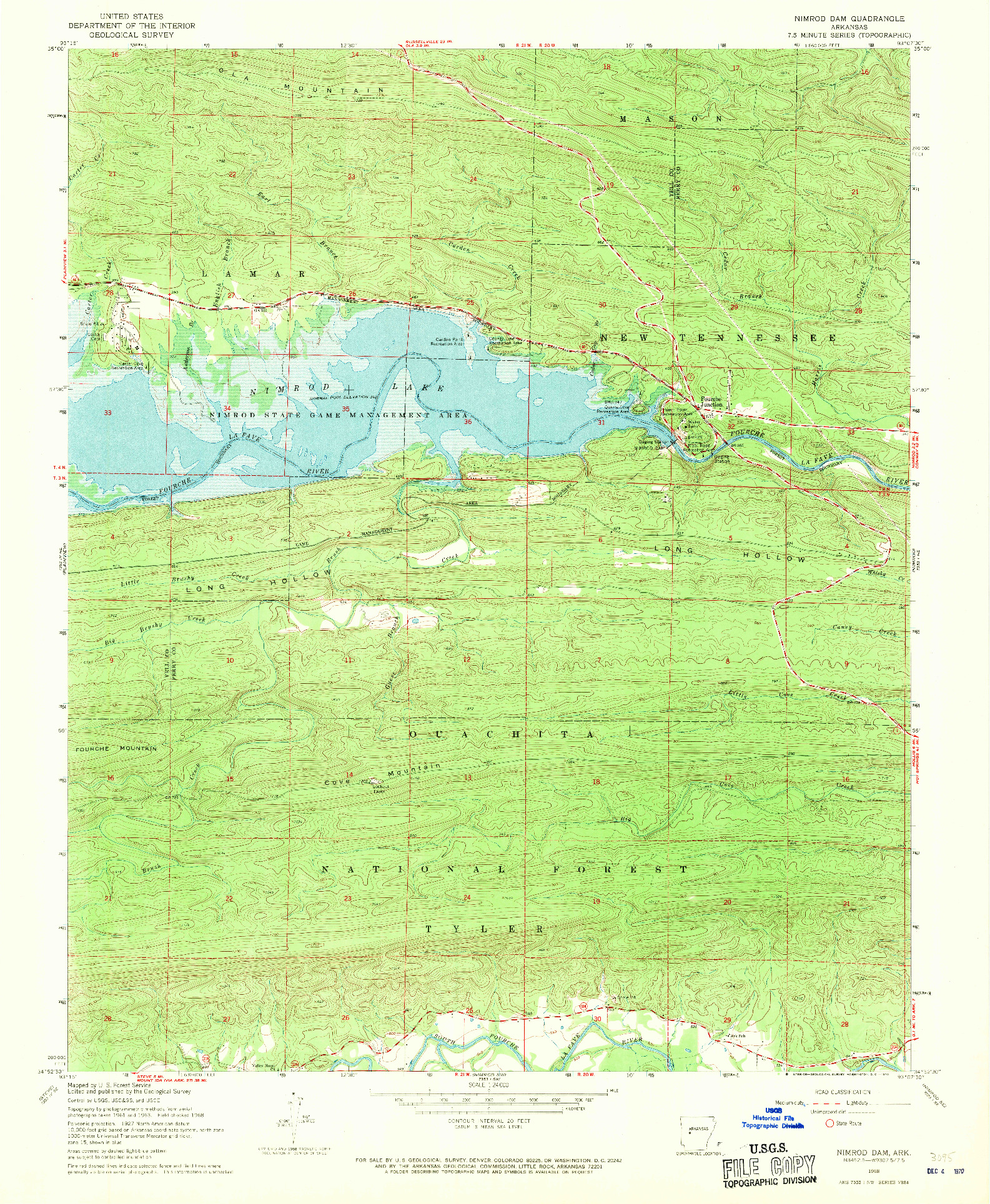 USGS 1:24000-SCALE QUADRANGLE FOR NIMROD DAM, AR 1968