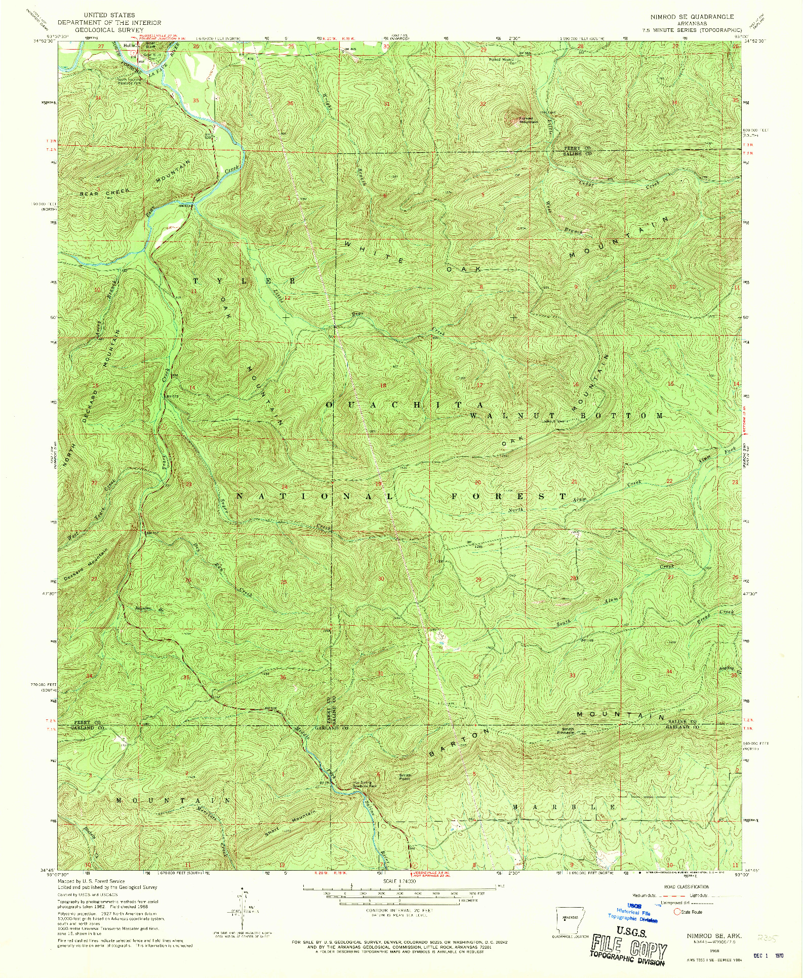 USGS 1:24000-SCALE QUADRANGLE FOR NIMROD SE, AR 1968