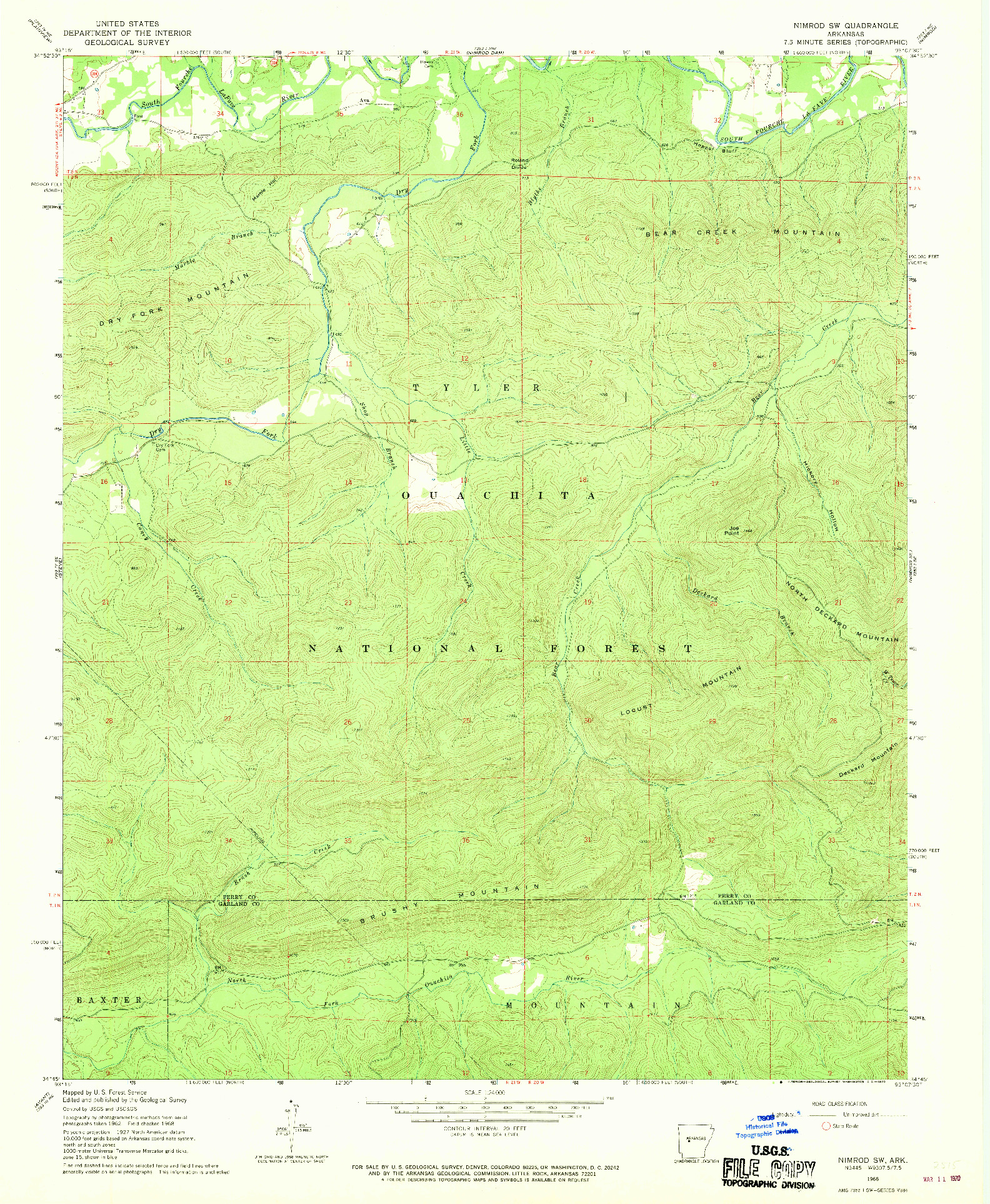USGS 1:24000-SCALE QUADRANGLE FOR NIMROD SW, AR 1968