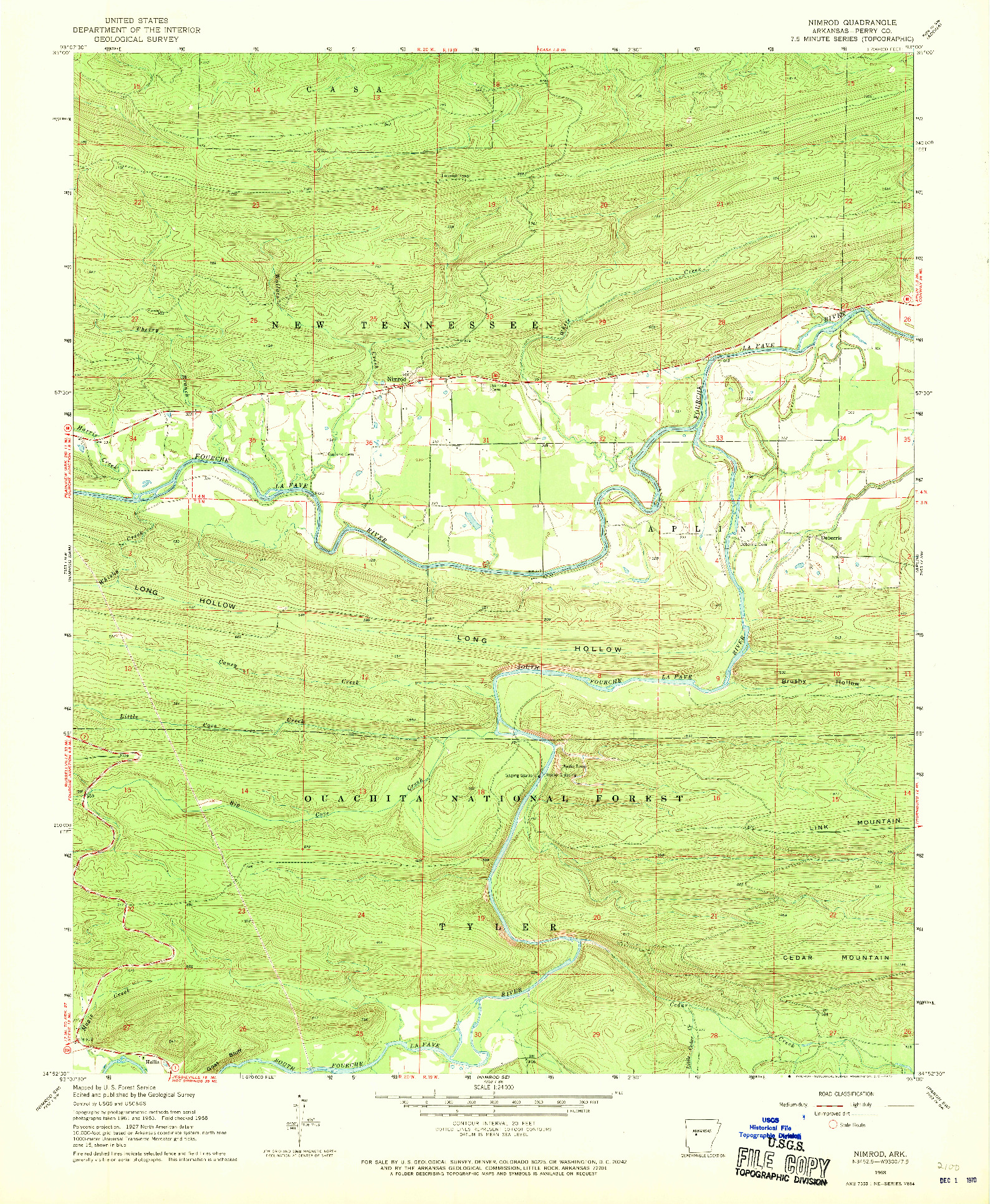 USGS 1:24000-SCALE QUADRANGLE FOR NIMROD, AR 1968