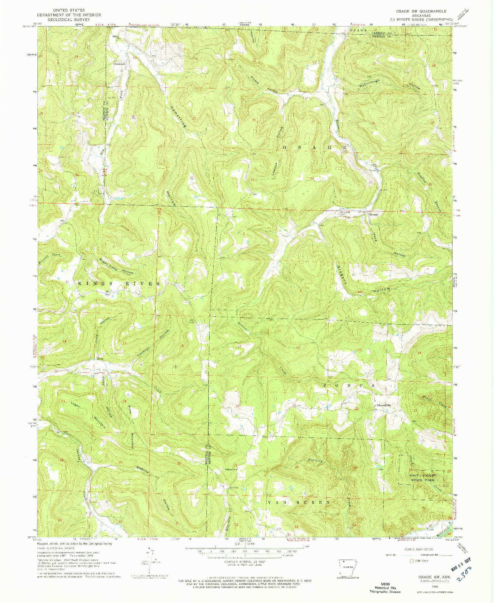 USGS 1:24000-SCALE QUADRANGLE FOR OSAGE SW, AR 1968