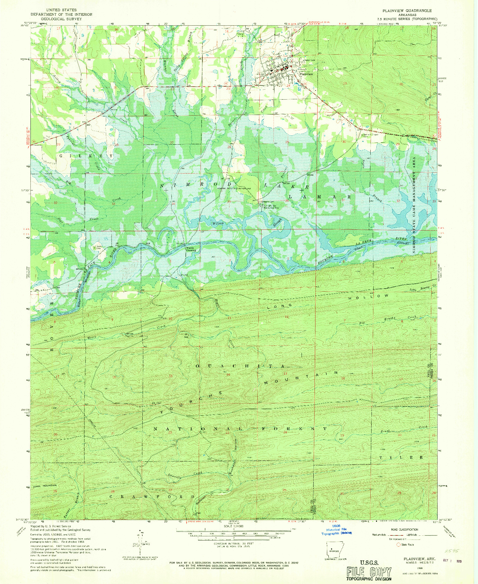USGS 1:24000-SCALE QUADRANGLE FOR PLAINVIEW, AR 1968