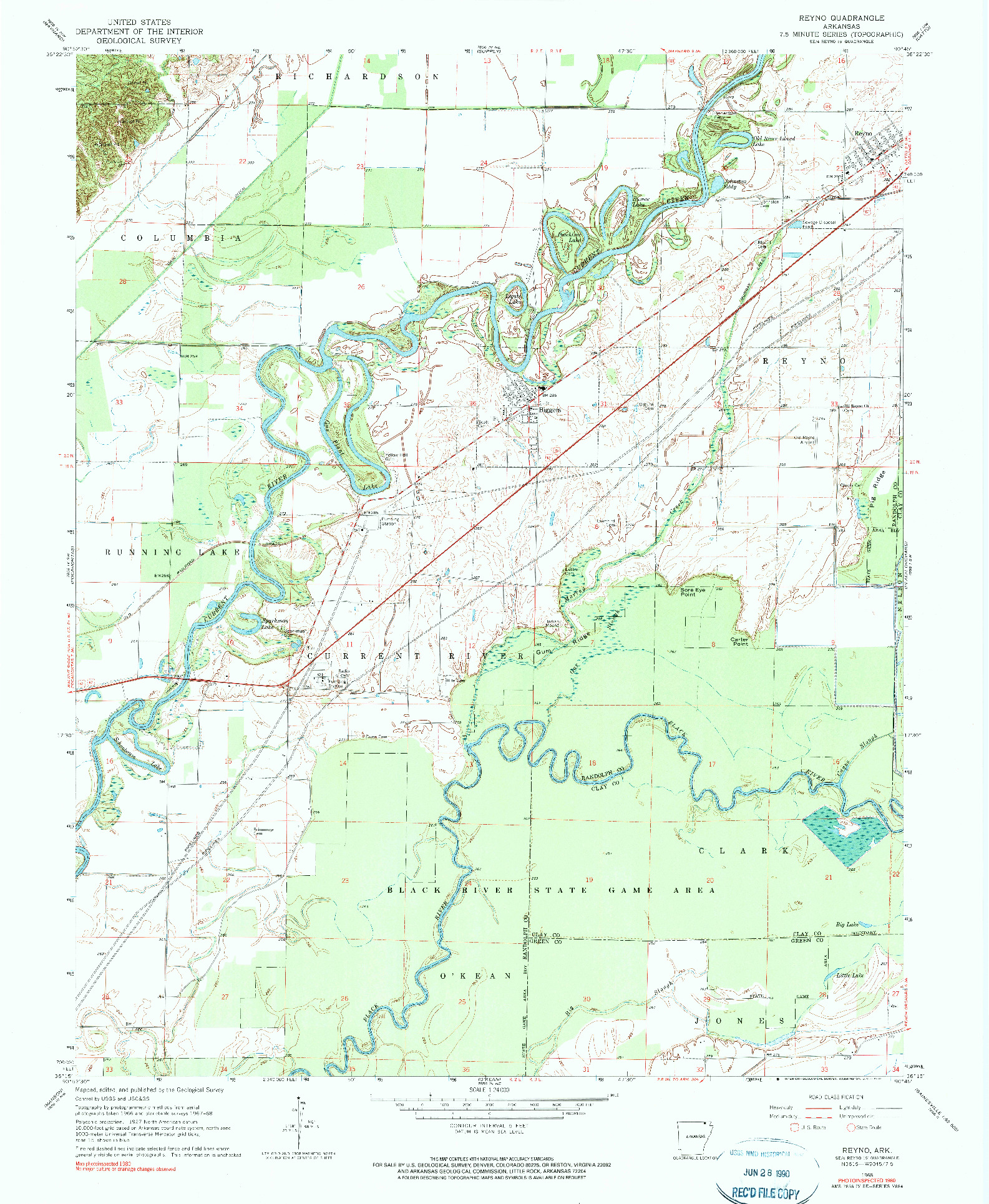 USGS 1:24000-SCALE QUADRANGLE FOR REYNO, AR 1968