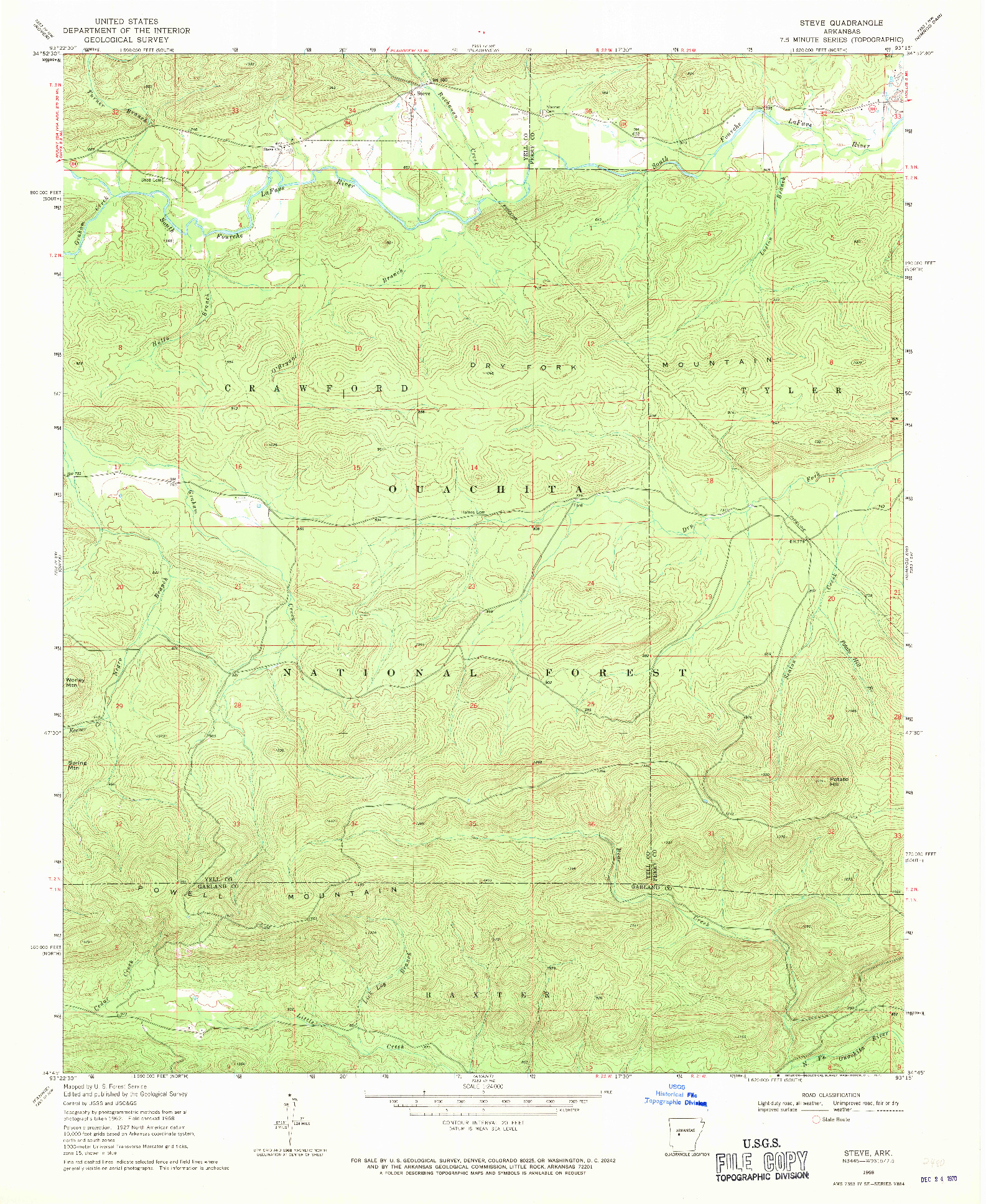 USGS 1:24000-SCALE QUADRANGLE FOR STEVE, AR 1968