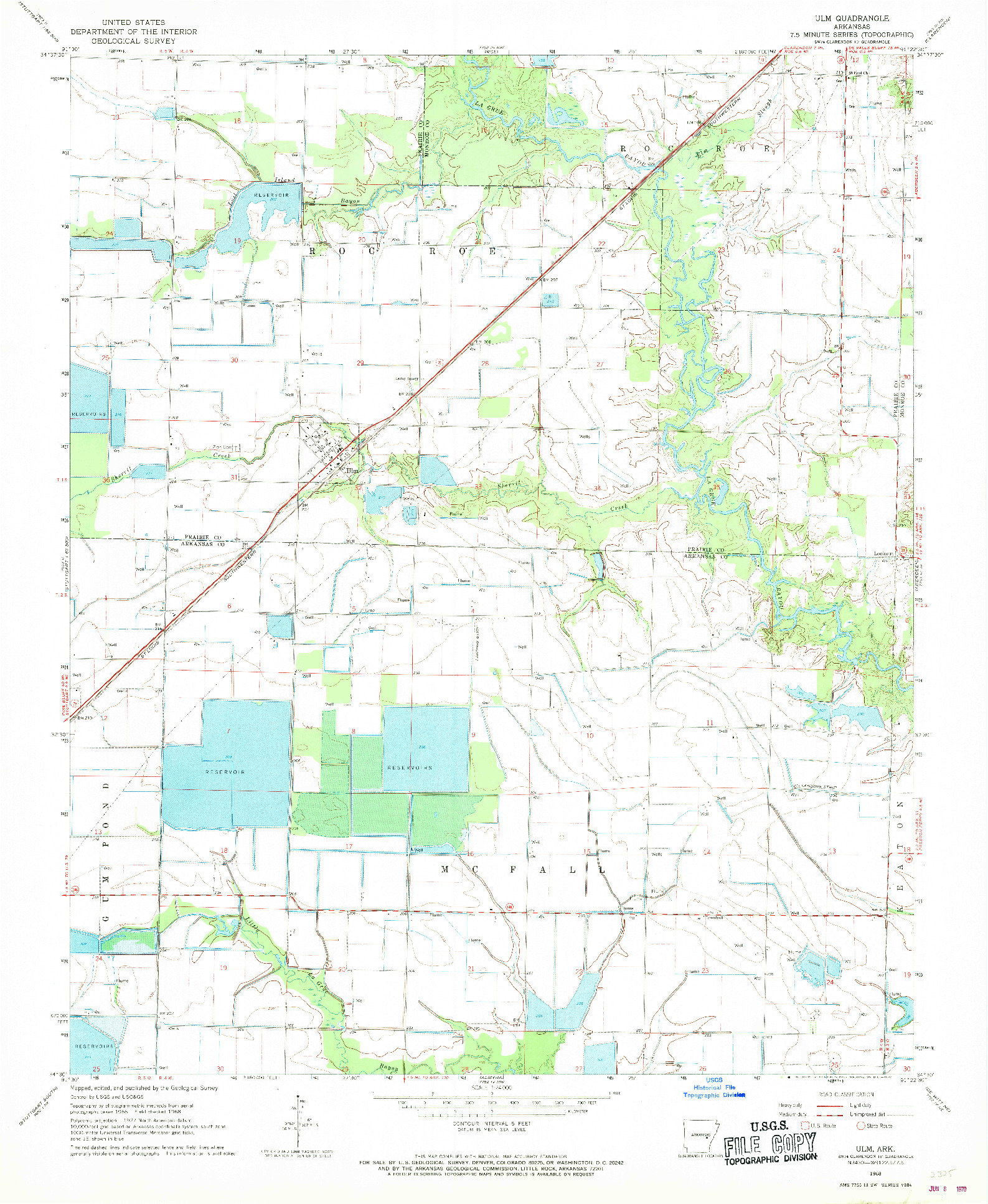 USGS 1:24000-SCALE QUADRANGLE FOR ULM, AR 1968