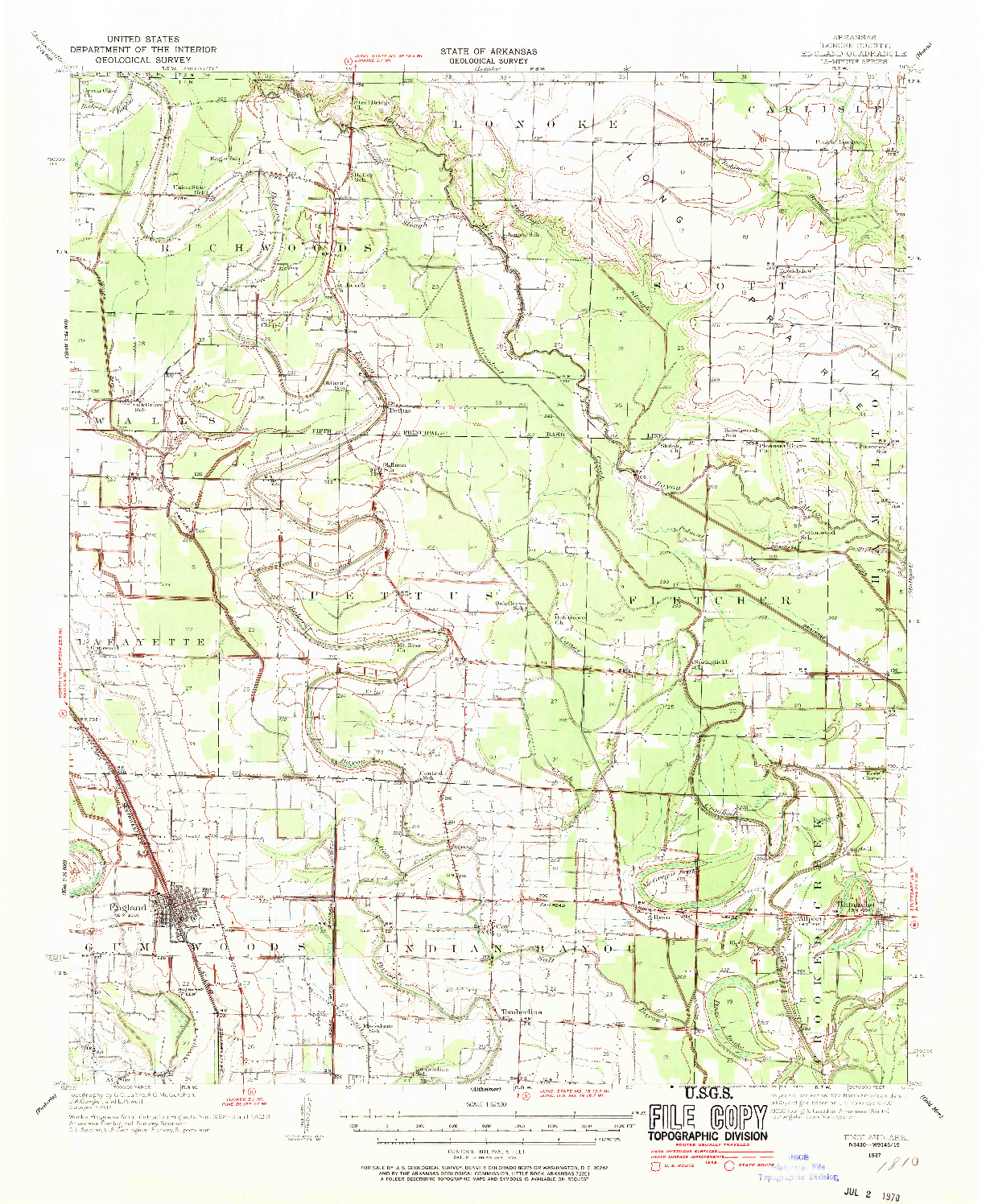USGS 1:62500-SCALE QUADRANGLE FOR ENGLAND, AR 1937