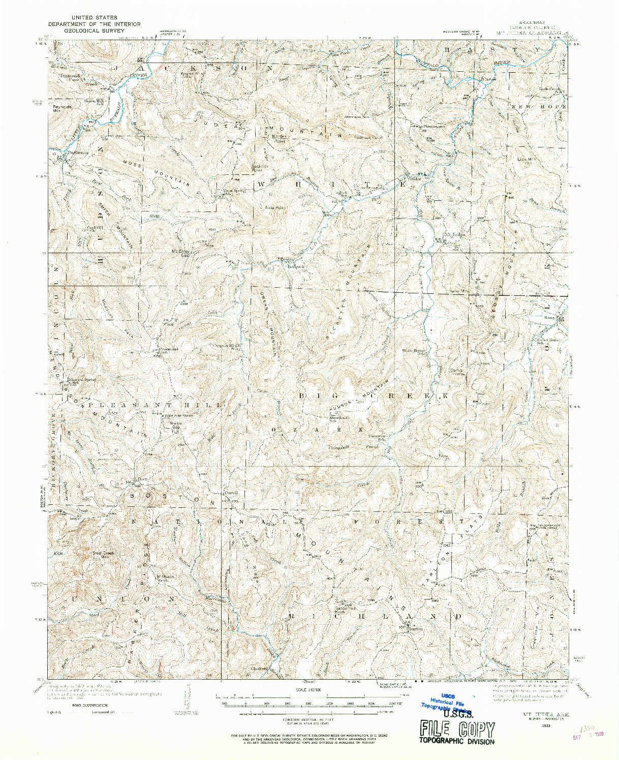 USGS 1:62500-SCALE QUADRANGLE FOR MT JUDEA, AR 1933