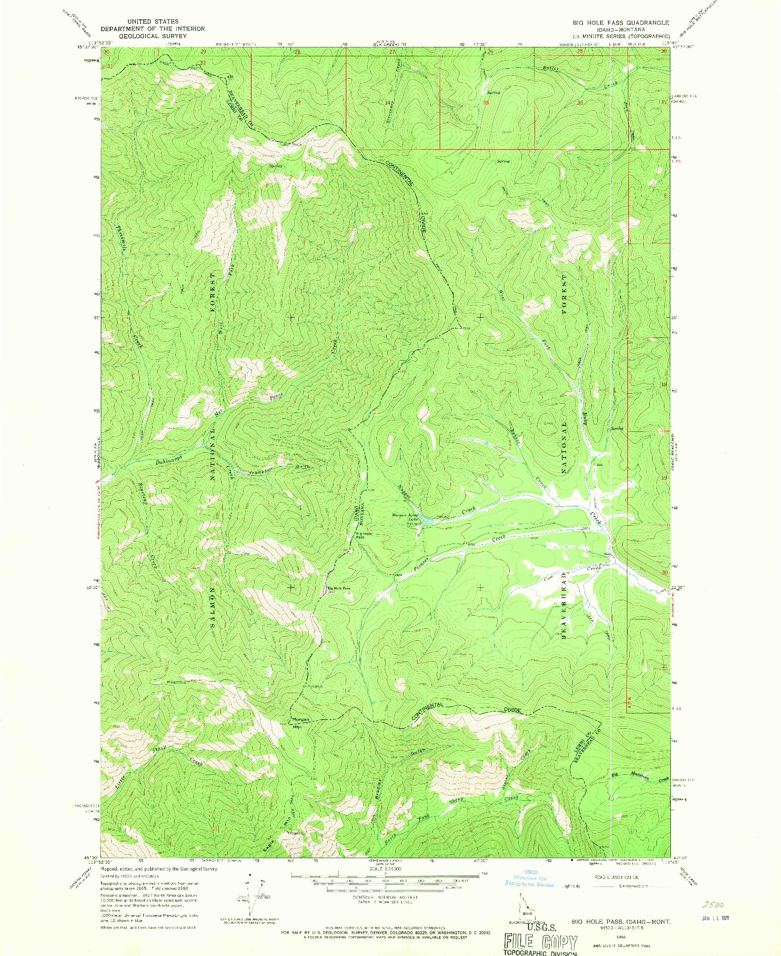 USGS 1:24000-SCALE QUADRANGLE FOR BIG HOLE PASS, ID 1966