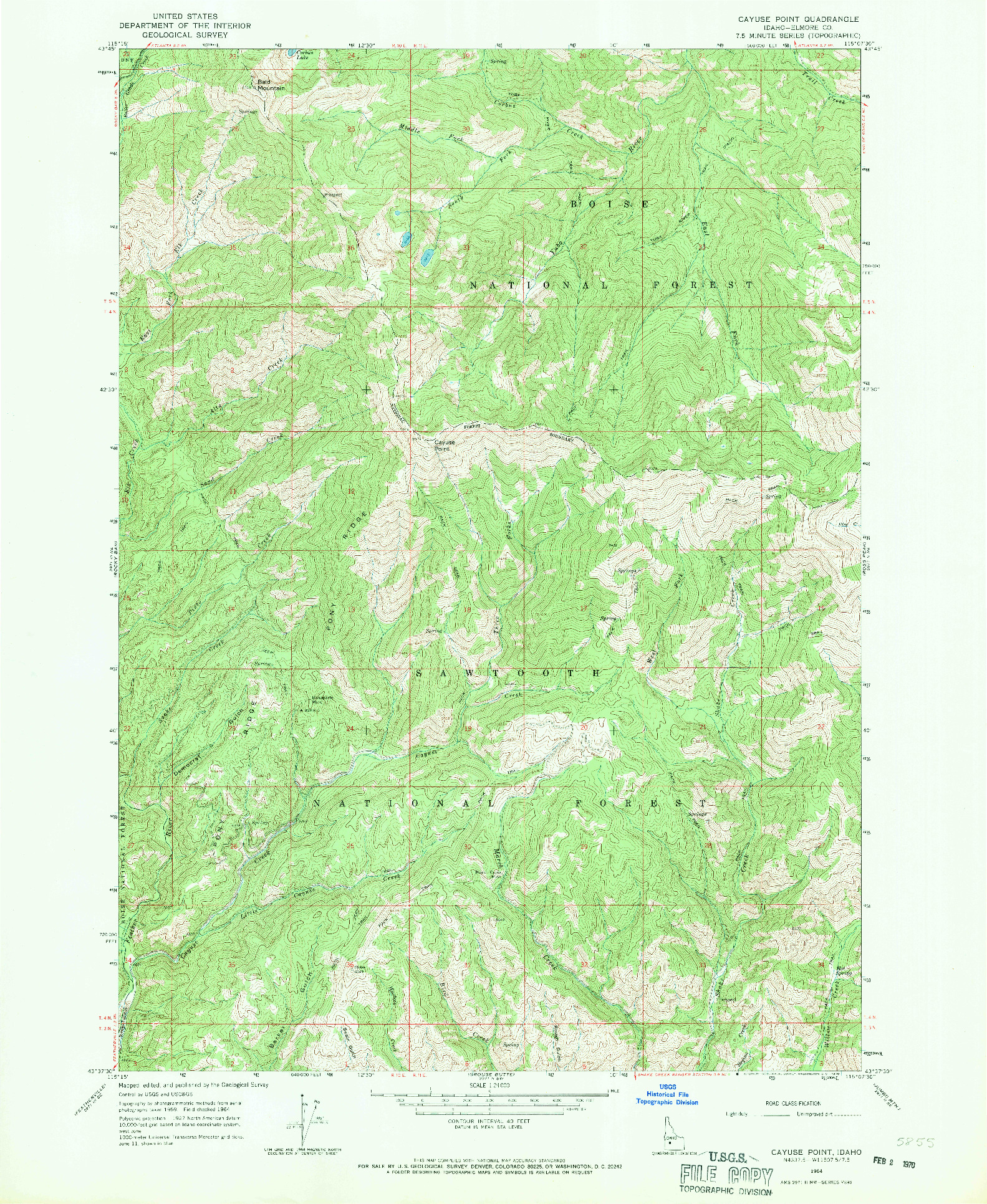 USGS 1:24000-SCALE QUADRANGLE FOR CAYUSE POINT, ID 1964