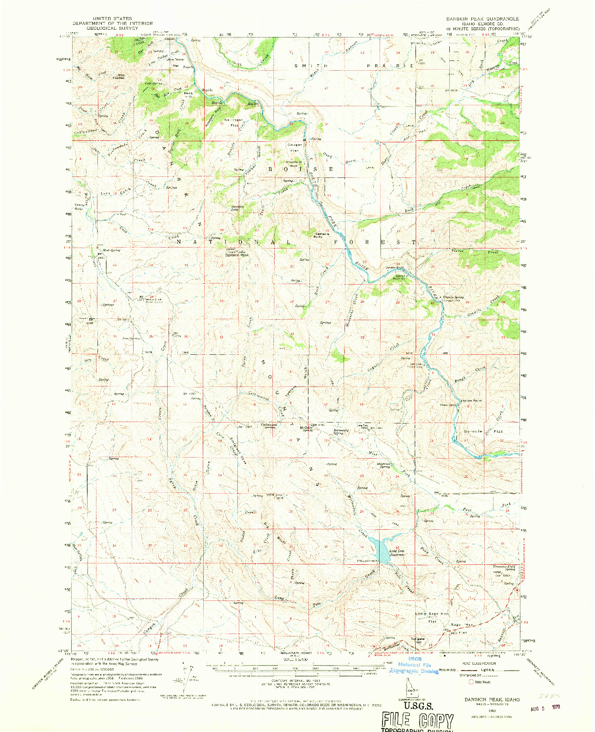 USGS 1:62500-SCALE QUADRANGLE FOR DANSKIN PEAK, ID 1960