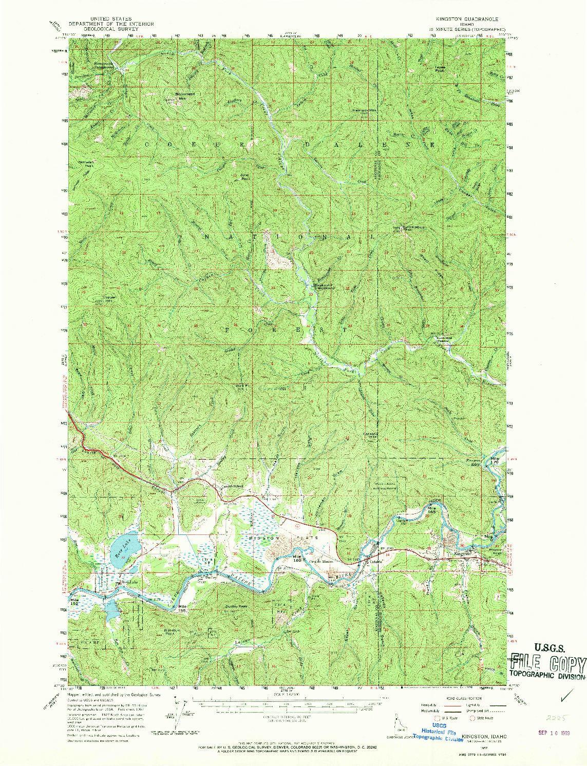 USGS 1:62500-SCALE QUADRANGLE FOR KINGSTON, ID 1957