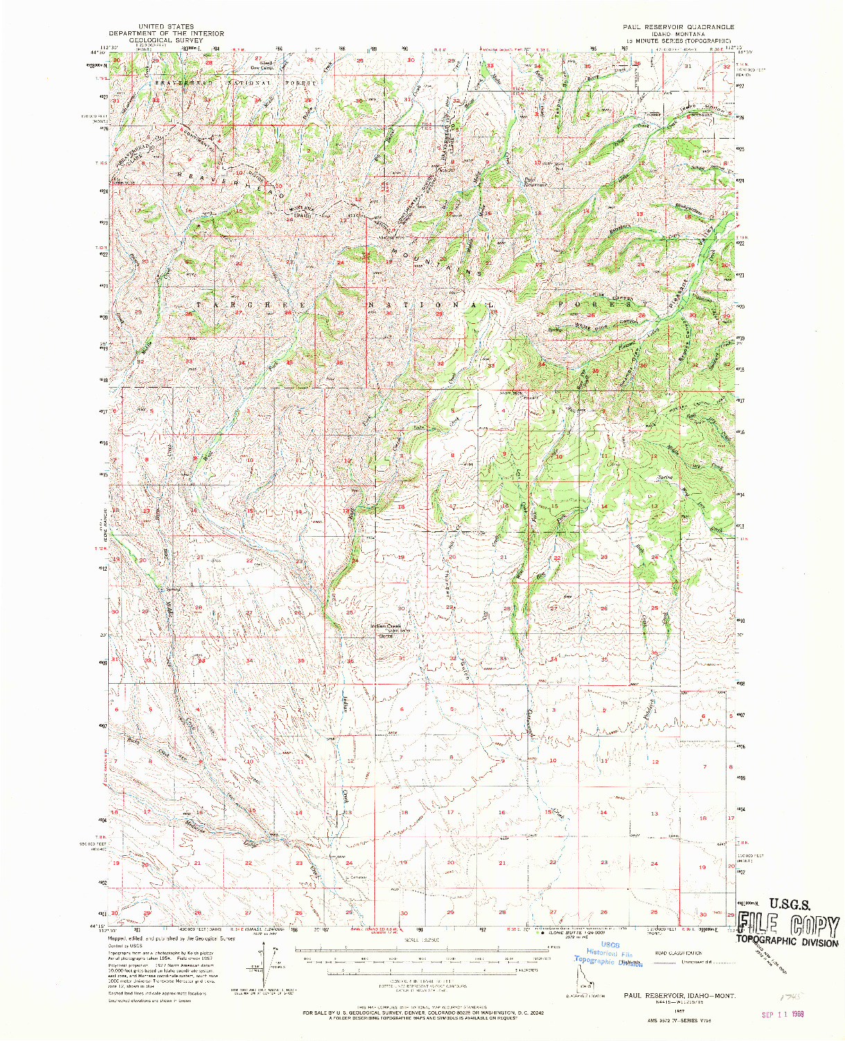 USGS 1:62500-SCALE QUADRANGLE FOR PAUL RESERVOIR, ID 1957