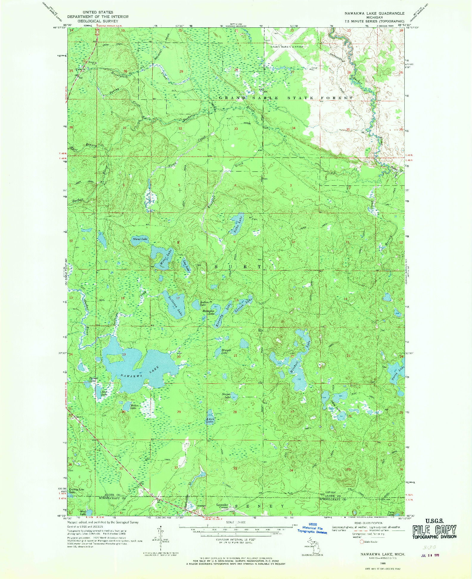 USGS 1:24000-SCALE QUADRANGLE FOR NAWAKWA LAKE, MI 1968