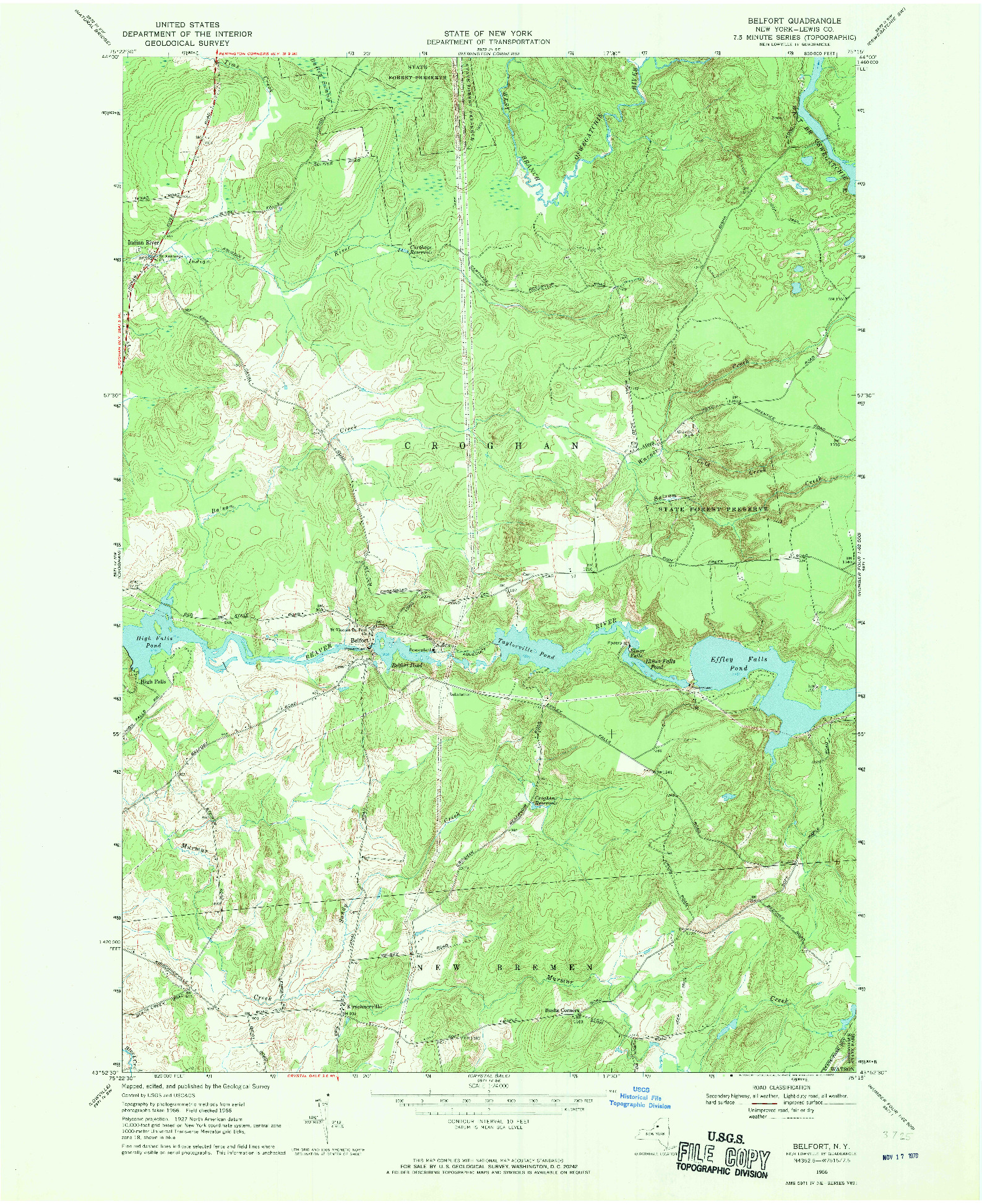 USGS 1:24000-SCALE QUADRANGLE FOR BELFORT, NY 1966