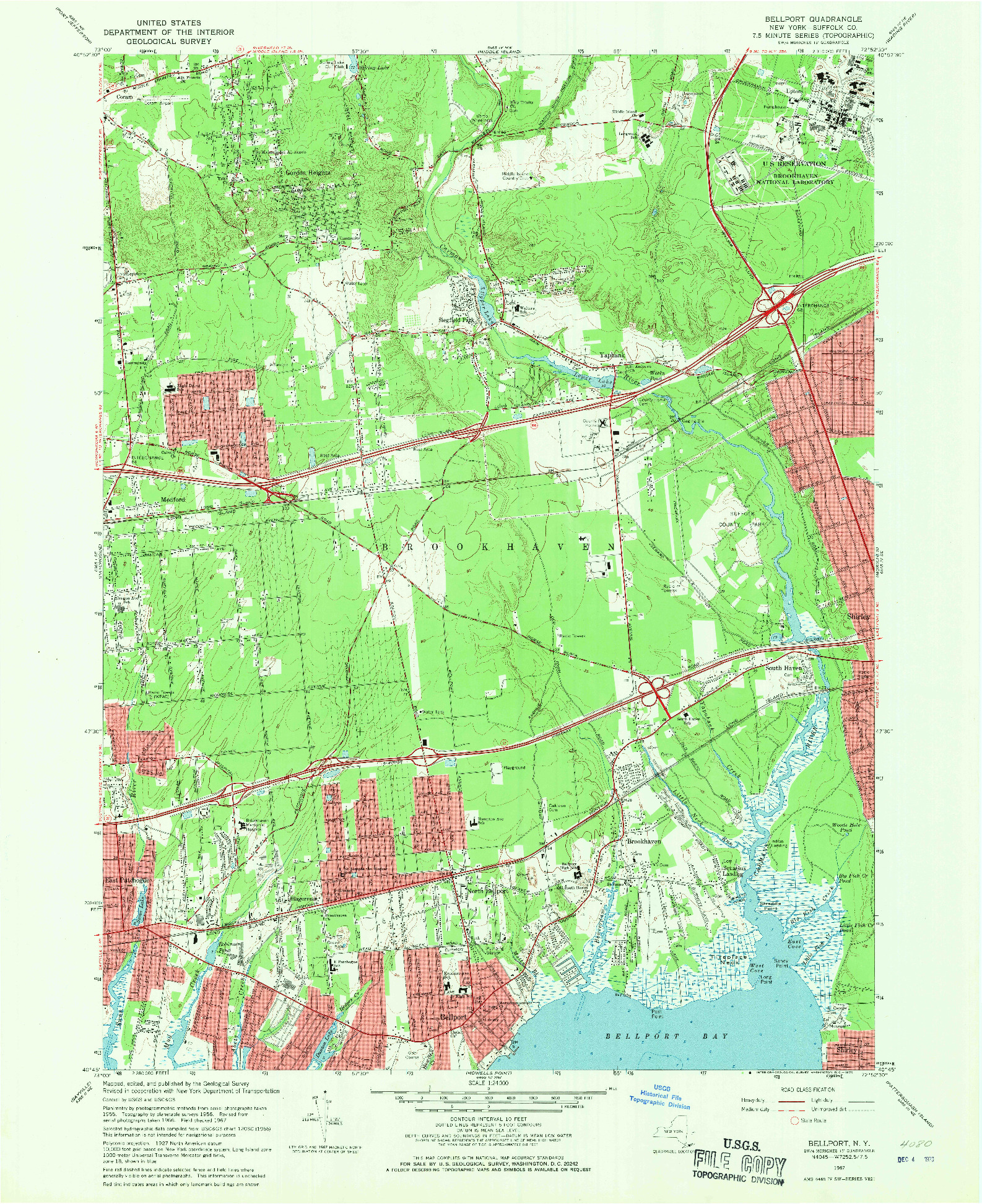 USGS 1:24000-SCALE QUADRANGLE FOR BELLPORT, NY 1967