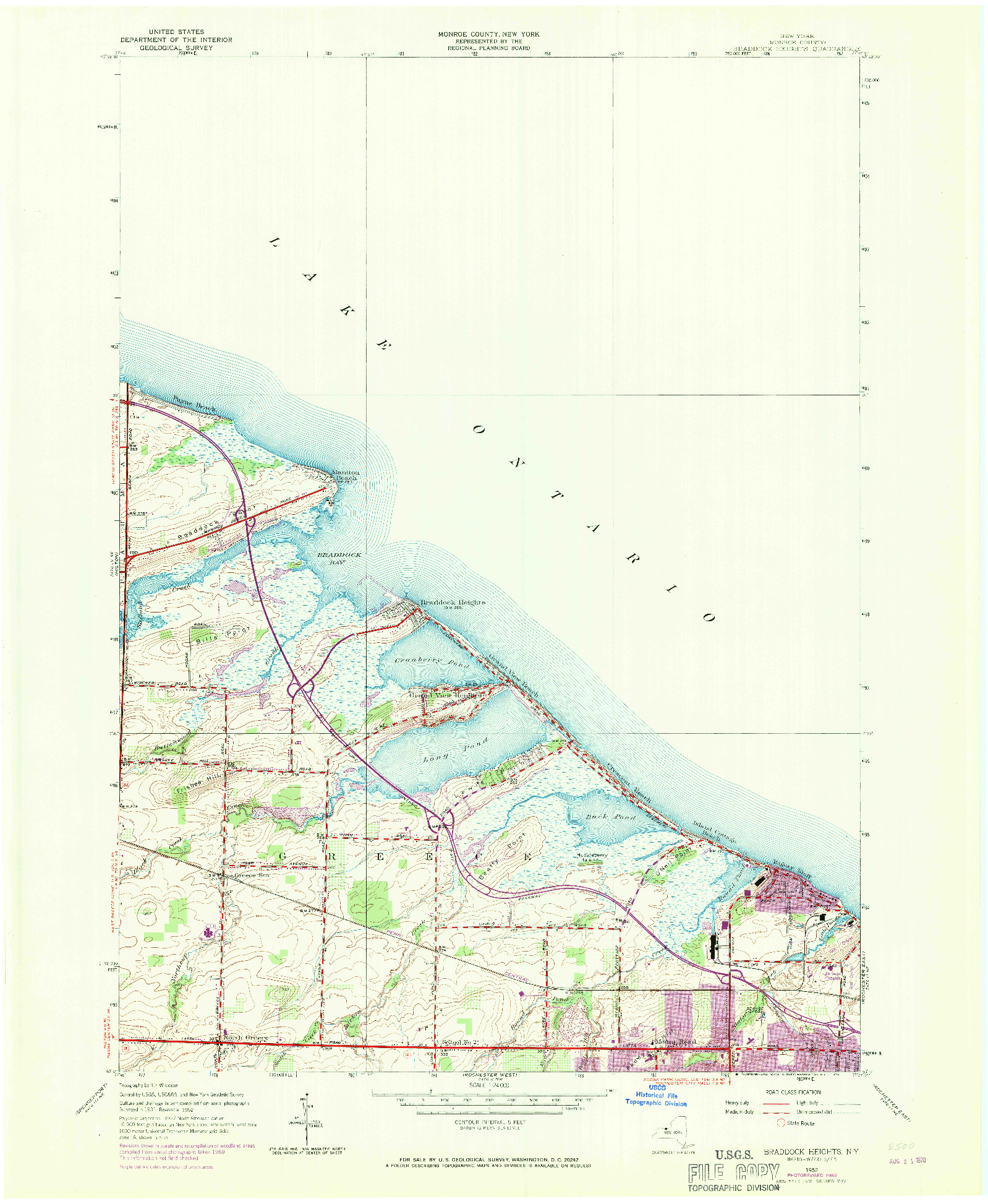 USGS 1:24000-SCALE QUADRANGLE FOR BRADDOCK HEIGHTS, NY 1952