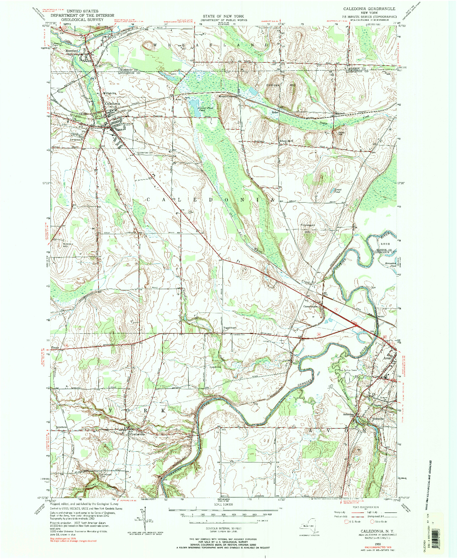 USGS 1:24000-SCALE QUADRANGLE FOR CALEDONIA, NY 1950