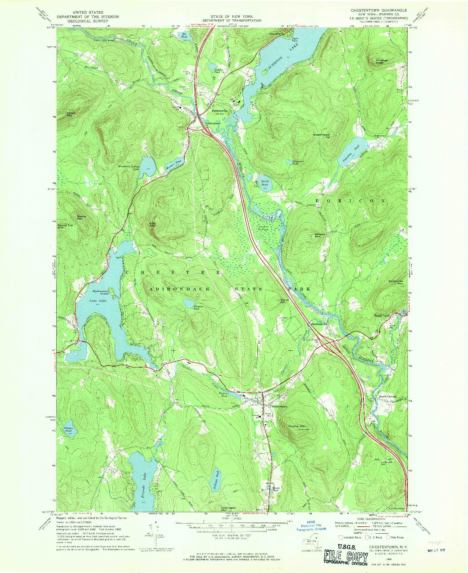 USGS 1:24000-SCALE QUADRANGLE FOR CHESTERTOWN, NY 1968