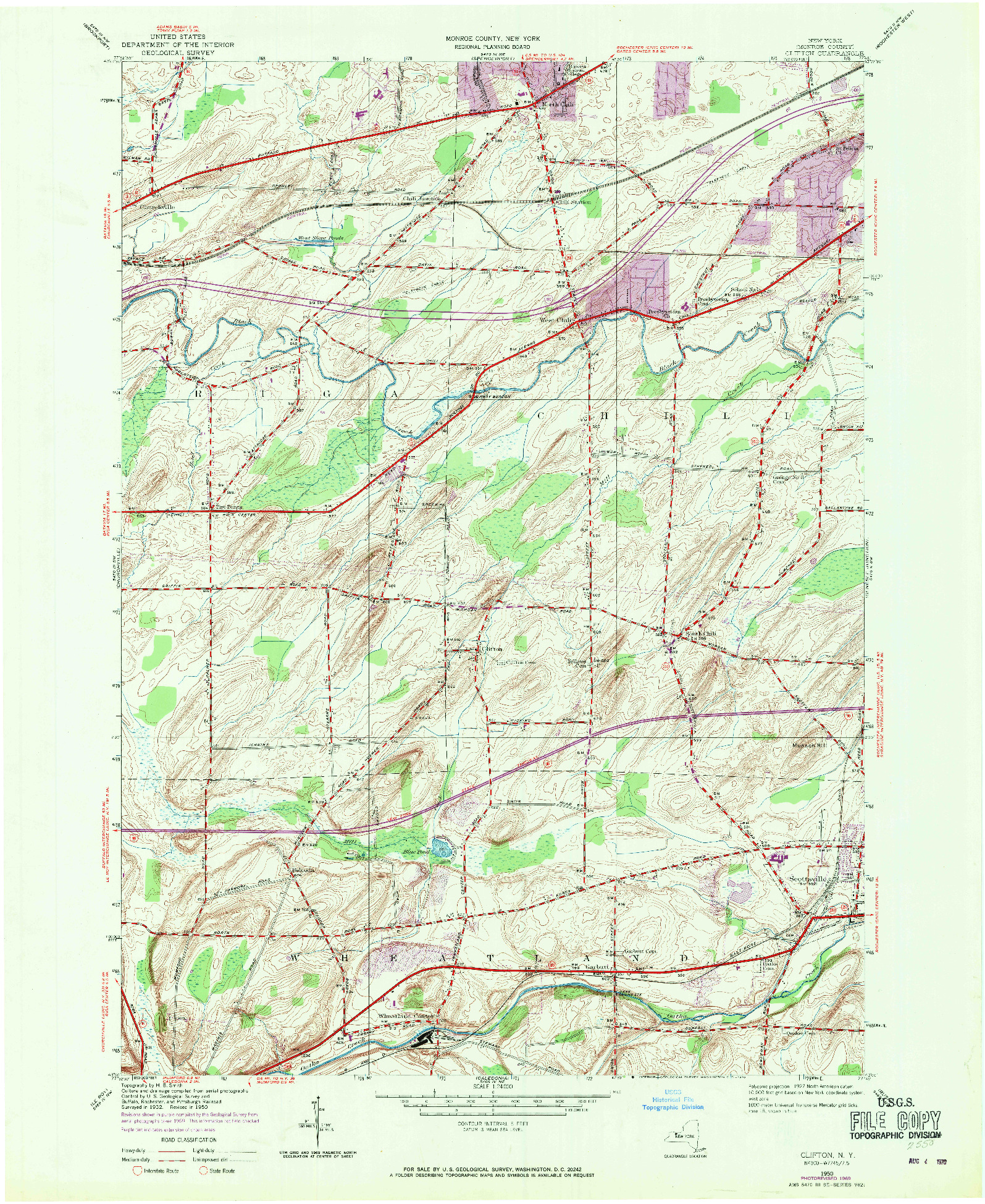 USGS 1:24000-SCALE QUADRANGLE FOR CLIFTON, NY 1950