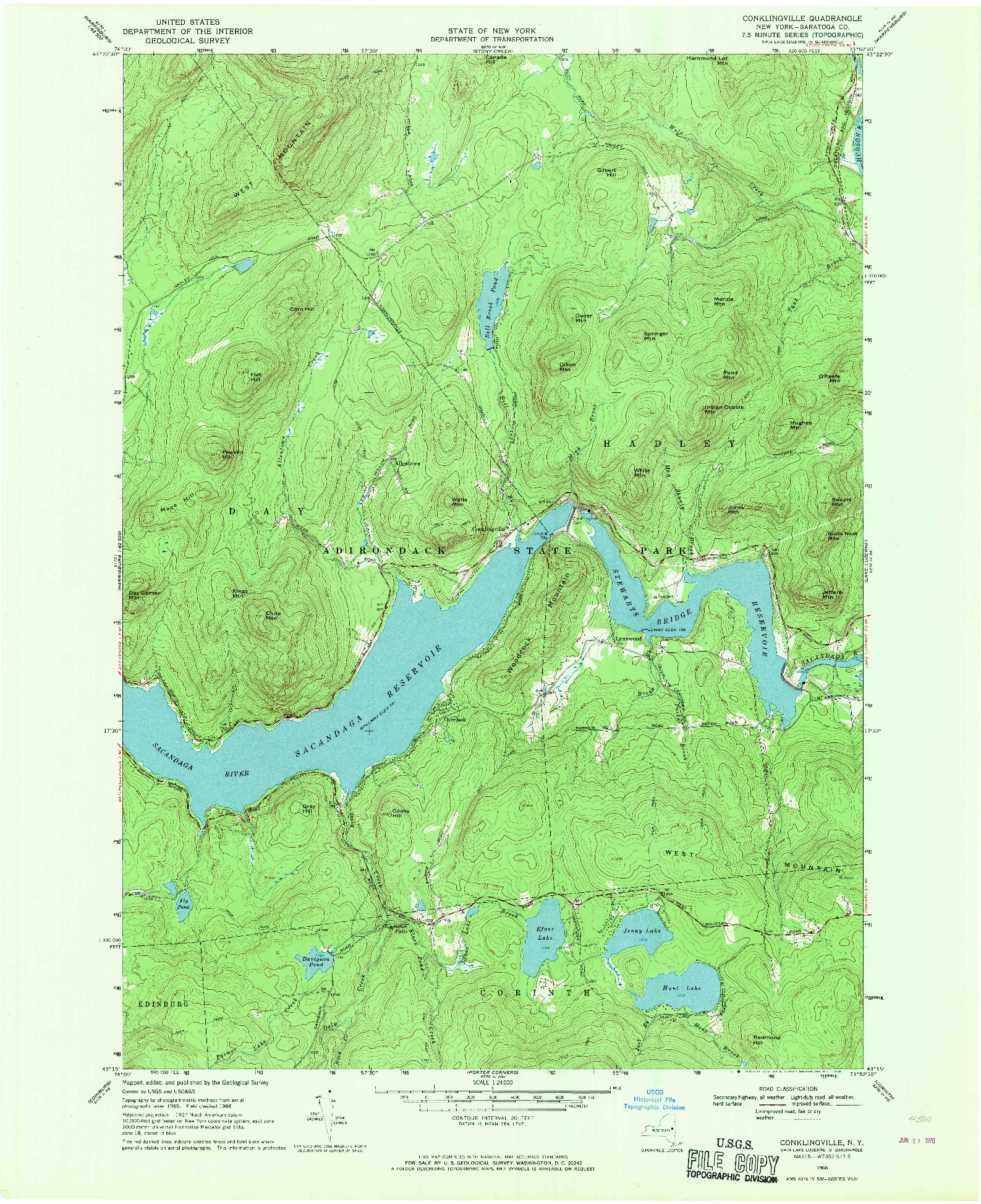 USGS 1:24000-SCALE QUADRANGLE FOR CONKLINGVILLE, NY 1966