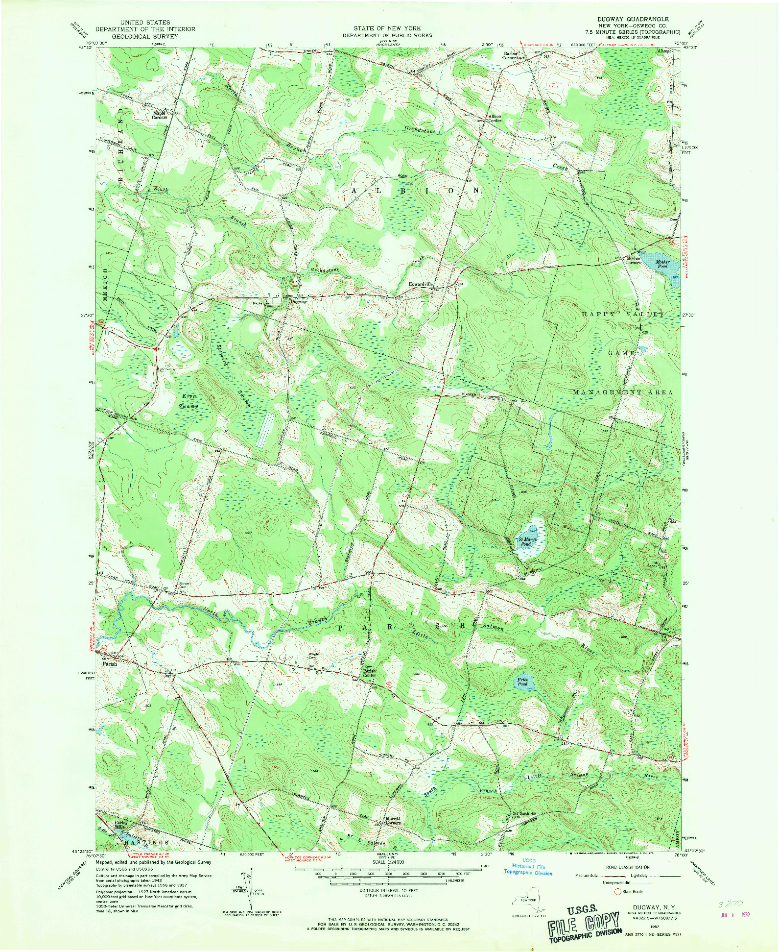 USGS 1:24000-SCALE QUADRANGLE FOR DUGWAY, NY 1957