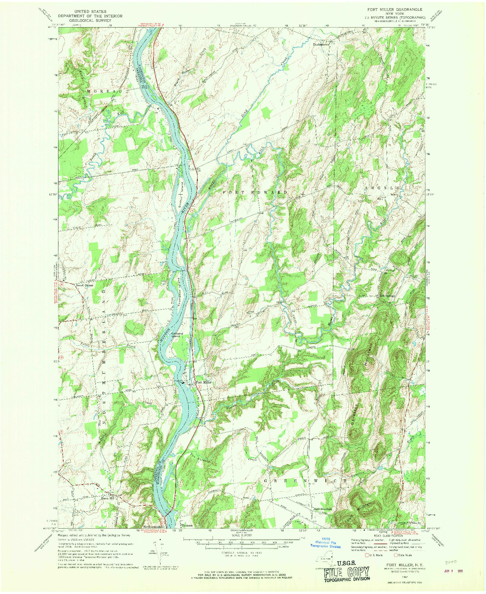 USGS 1:24000-SCALE QUADRANGLE FOR FT MILLER, NY 1967