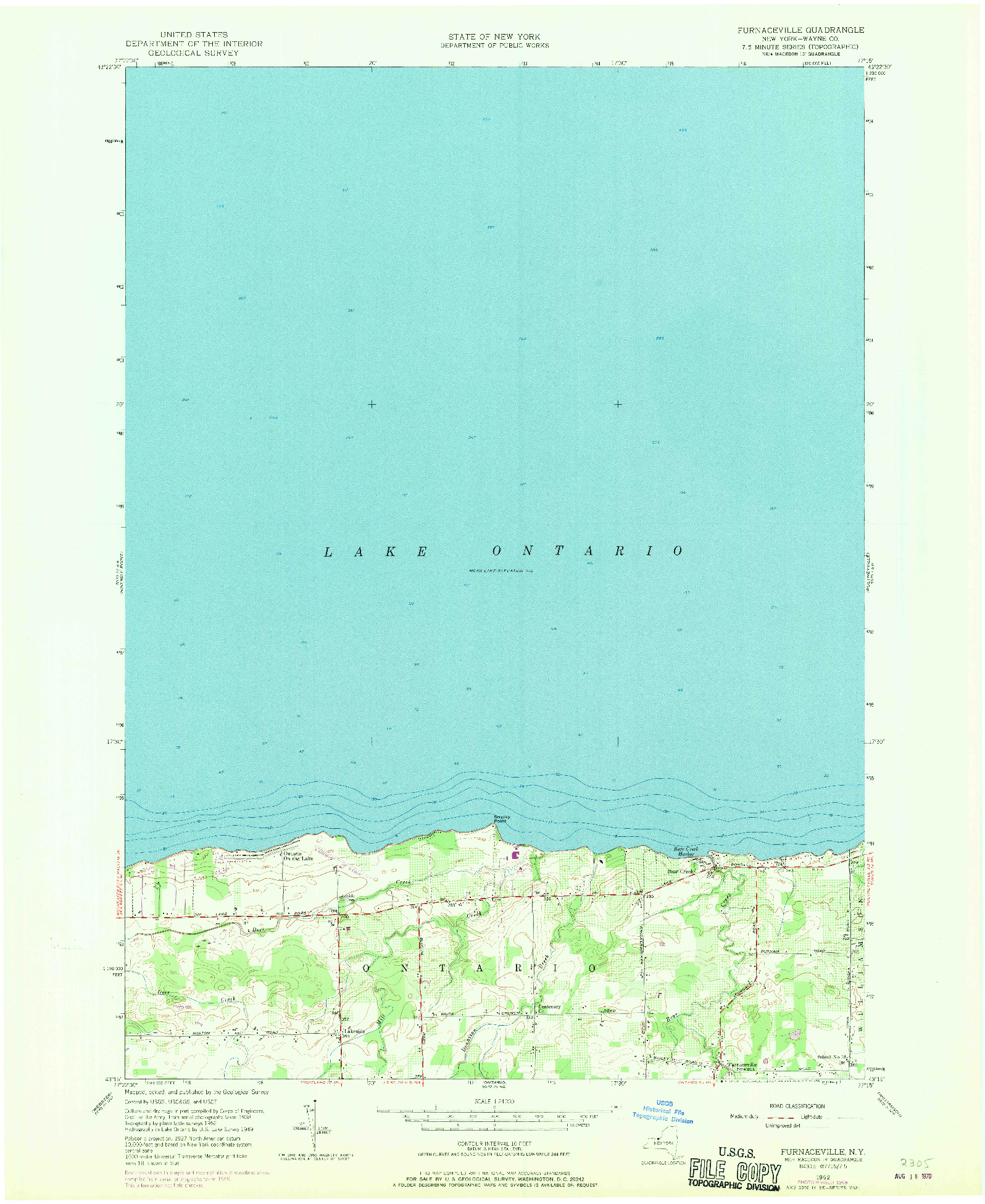 USGS 1:24000-SCALE QUADRANGLE FOR FURNACEVILLE, NY 1952