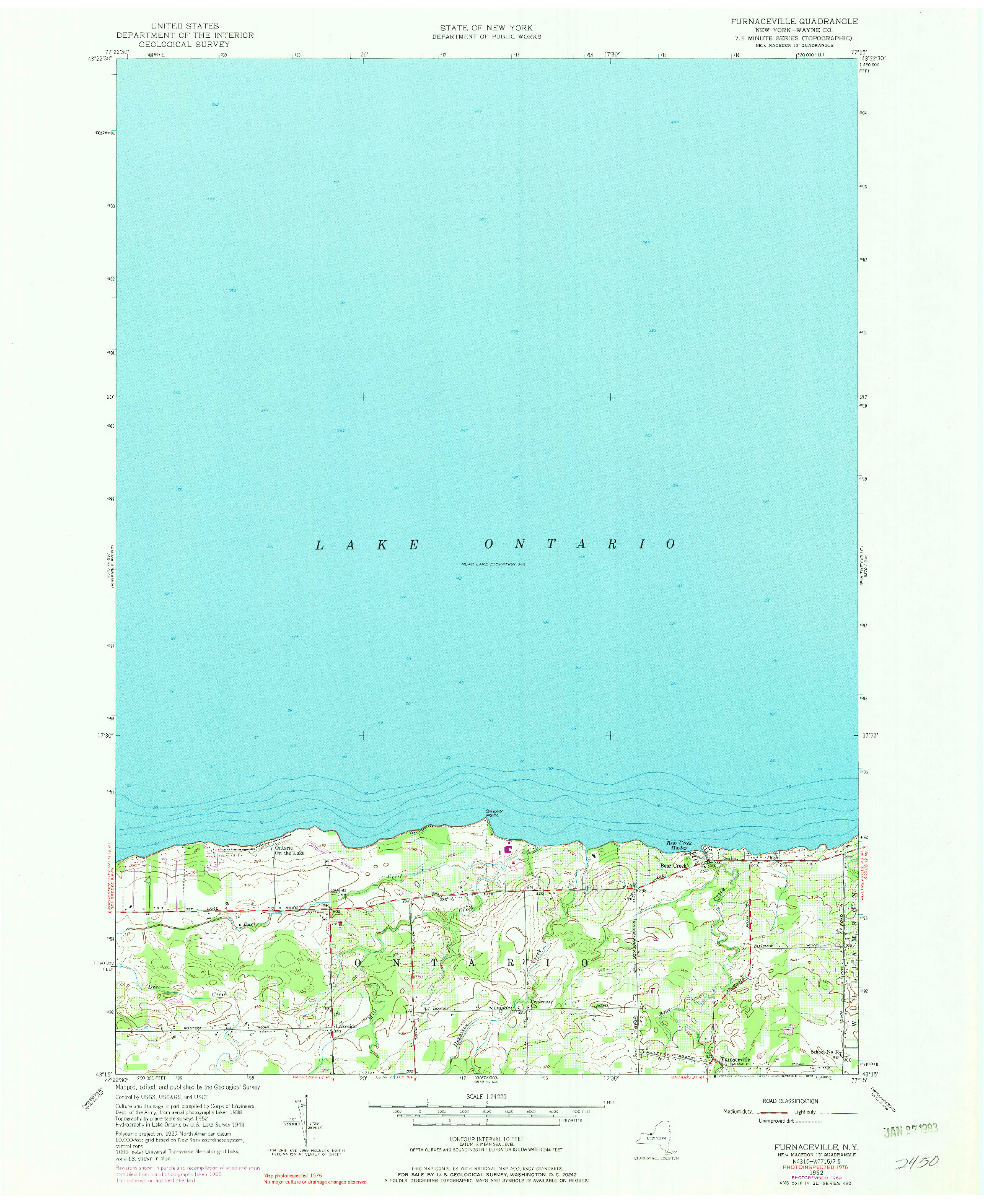 USGS 1:24000-SCALE QUADRANGLE FOR FURNACEVILLE, NY 1952