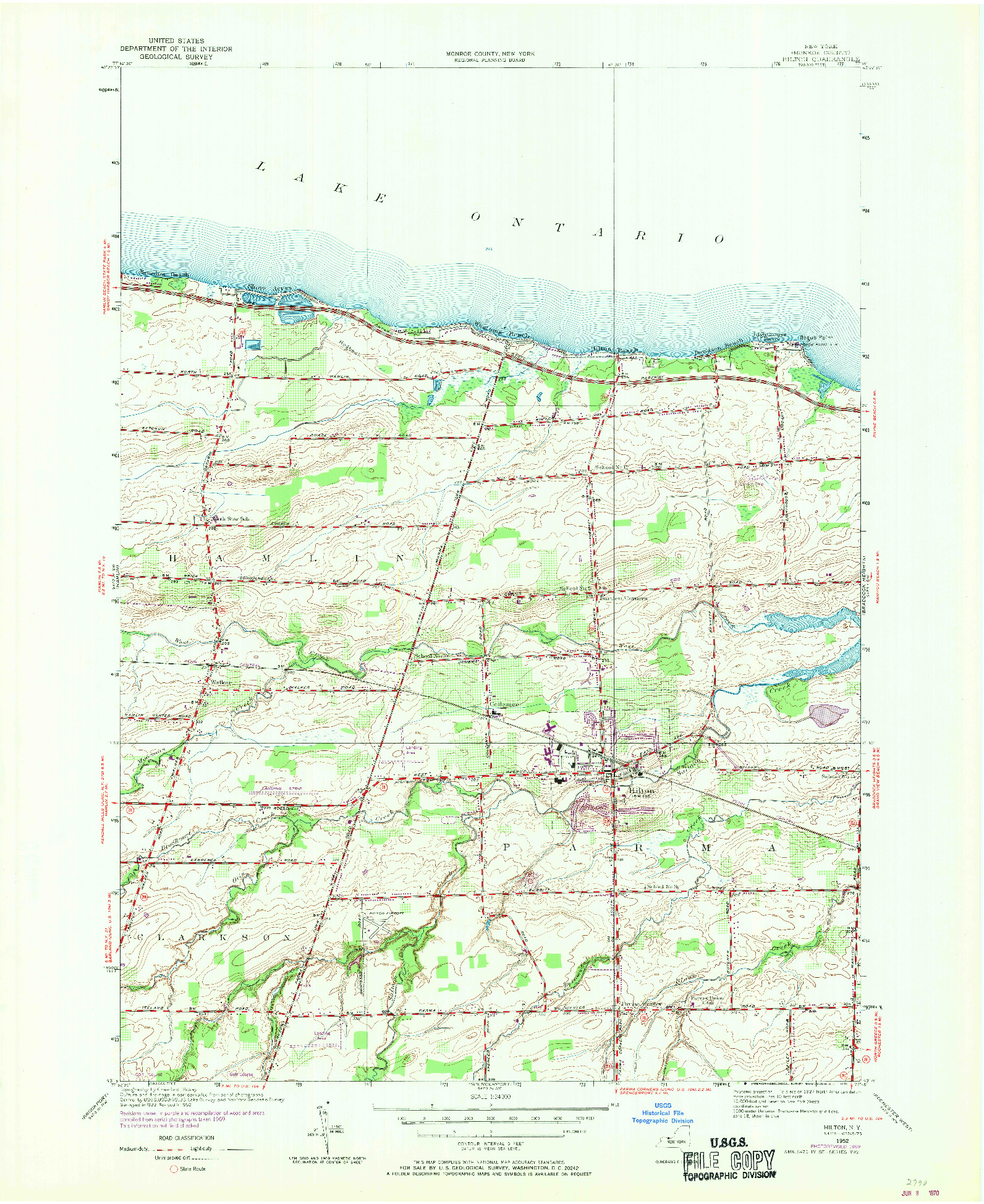 USGS 1:24000-SCALE QUADRANGLE FOR HILTON, NY 1952