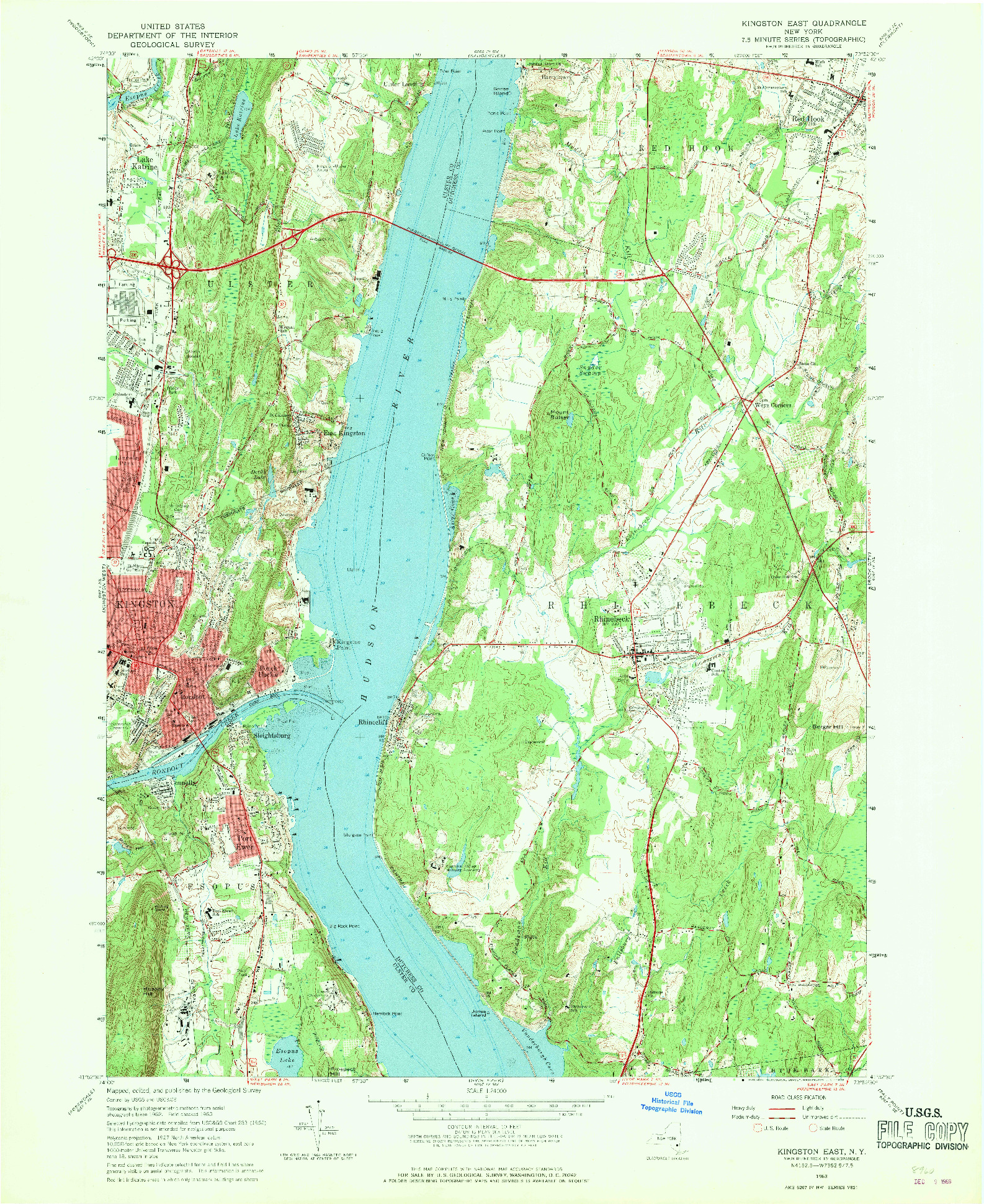 USGS 1:24000-SCALE QUADRANGLE FOR KINGSTON EAST, NY 1963