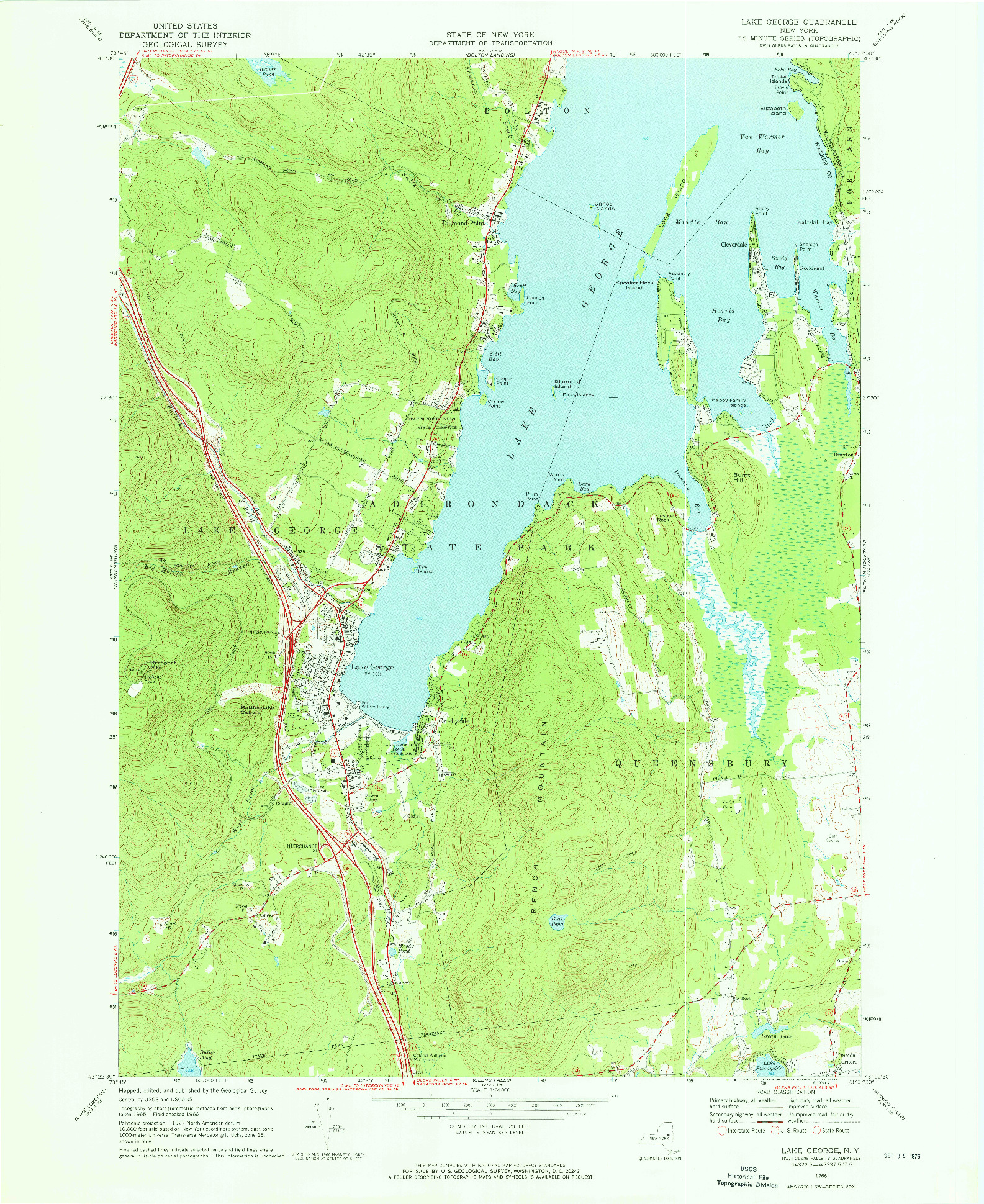 USGS 1:24000-SCALE QUADRANGLE FOR LAKE GEORGE, NY 1966