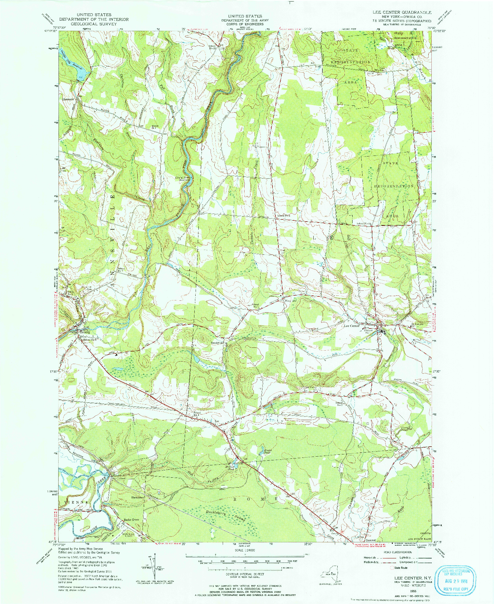 USGS 1:24000-SCALE QUADRANGLE FOR LEE CENTER, NY 1955