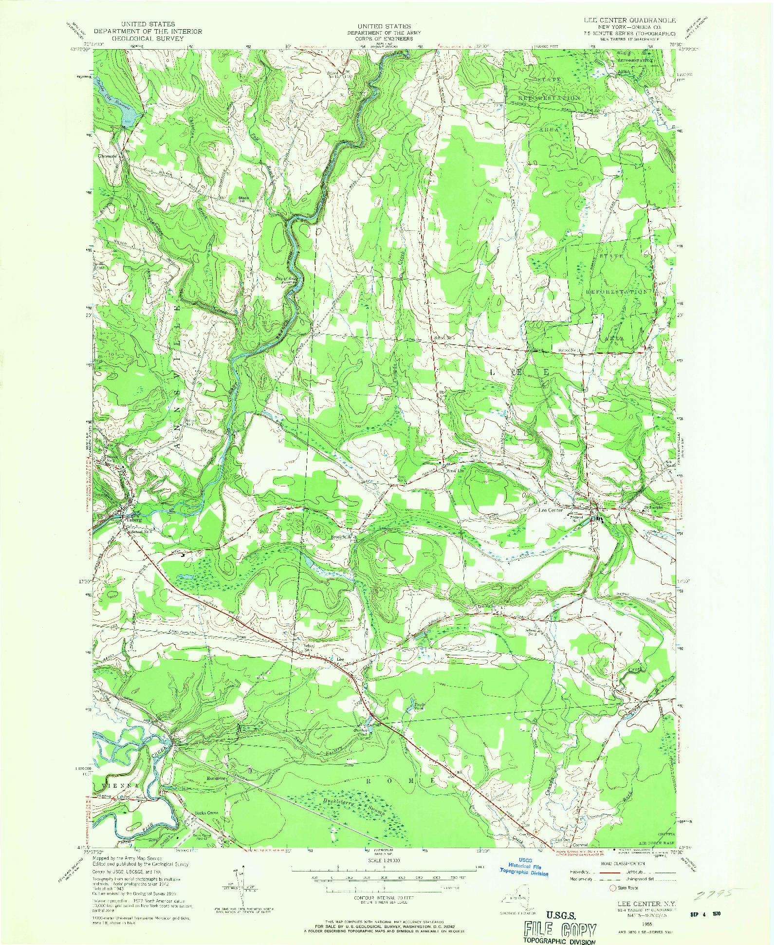 USGS 1:24000-SCALE QUADRANGLE FOR LEE CENTER, NY 1955