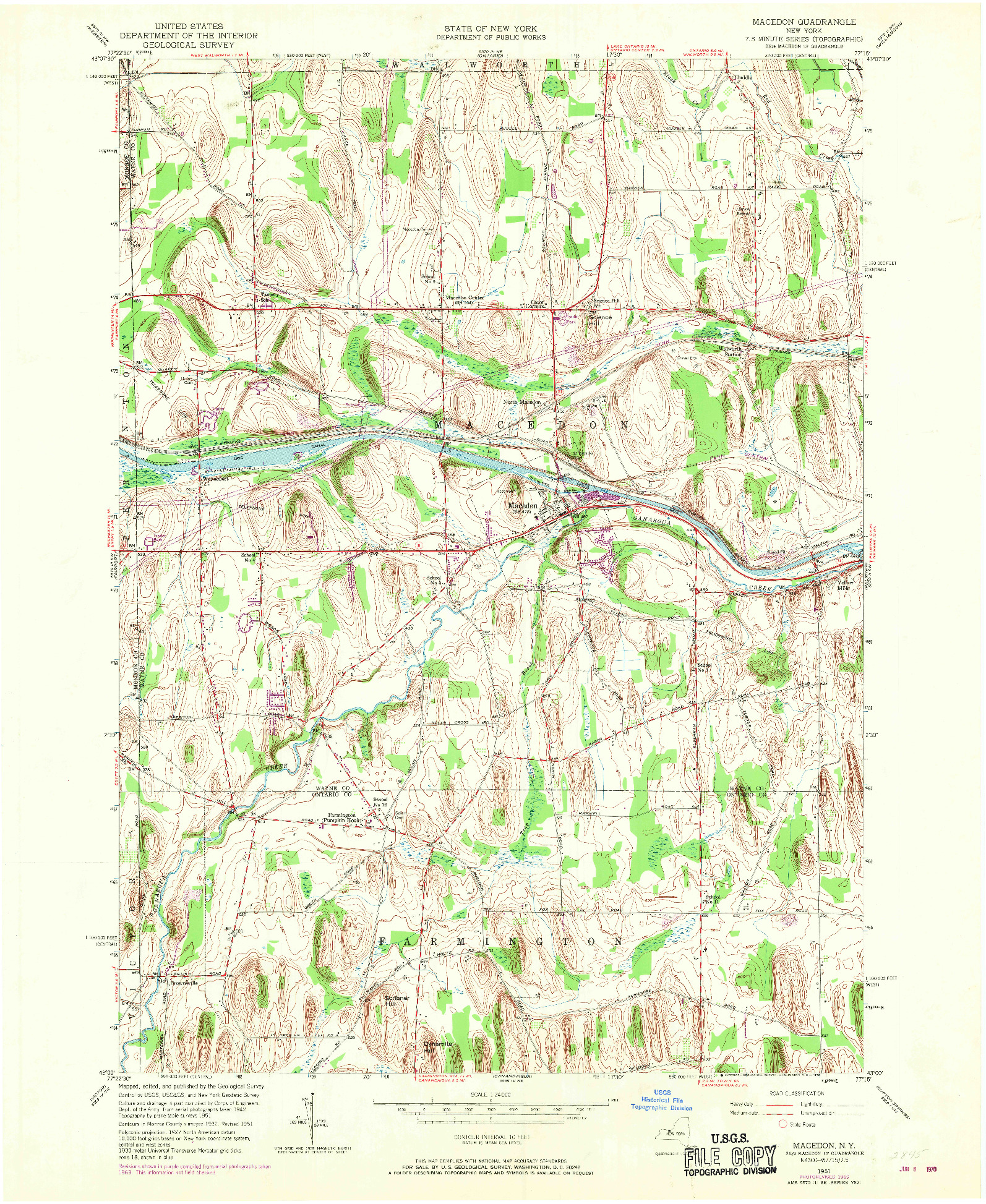 USGS 1:24000-SCALE QUADRANGLE FOR MACEDON, NY 1951