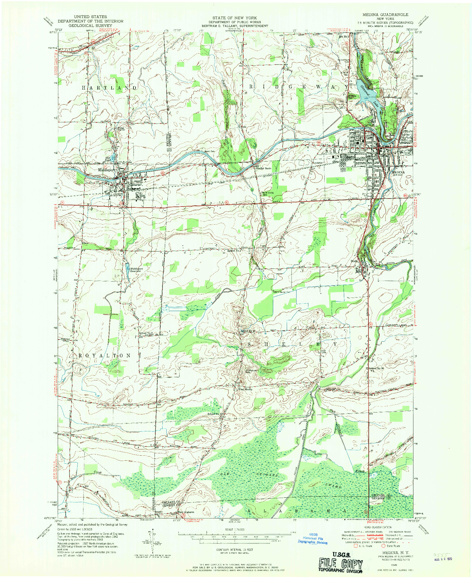 USGS 1:24000-SCALE QUADRANGLE FOR MEDINA, NY 1949