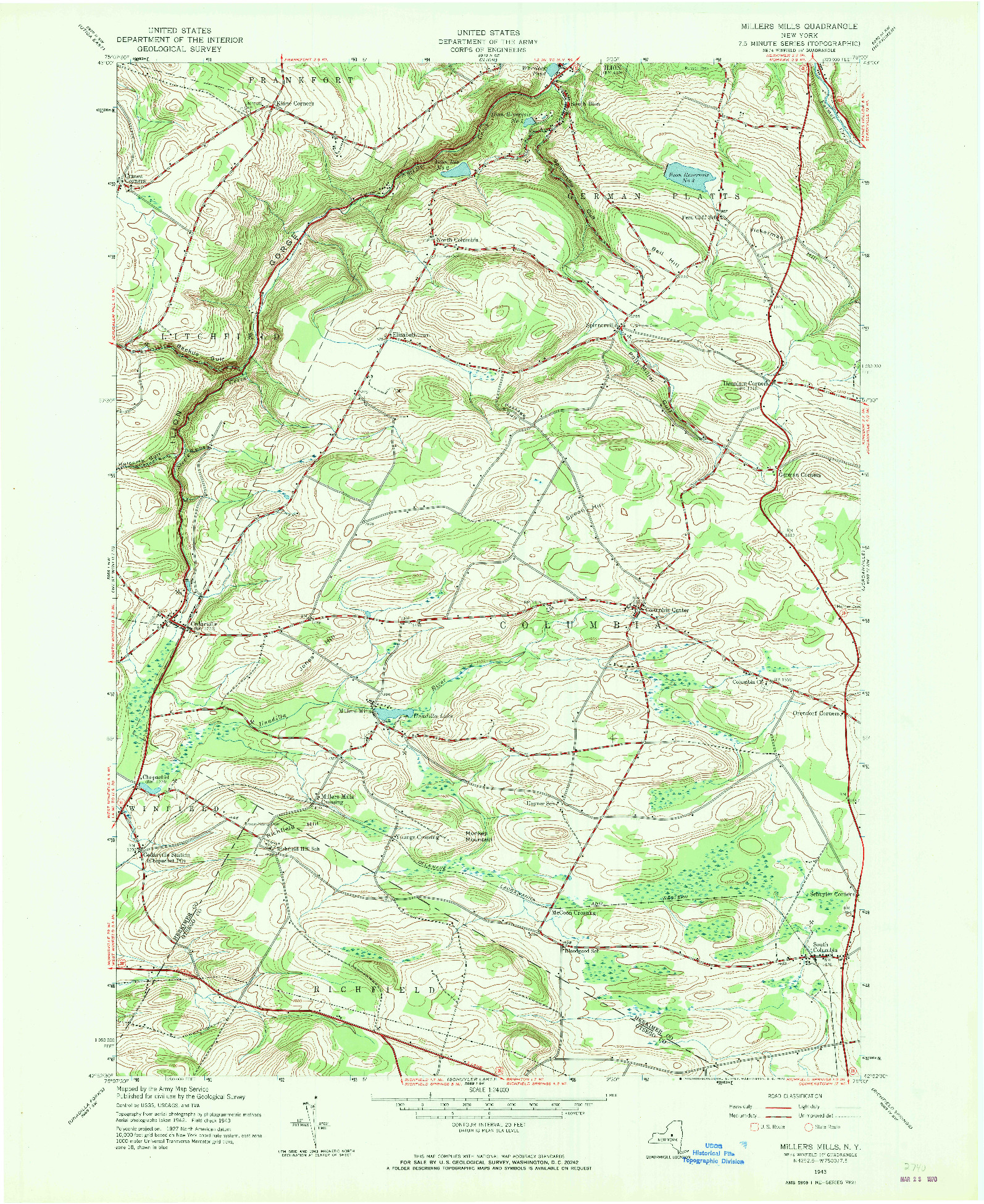 USGS 1:24000-SCALE QUADRANGLE FOR MILLERS MILLS, NY 1943