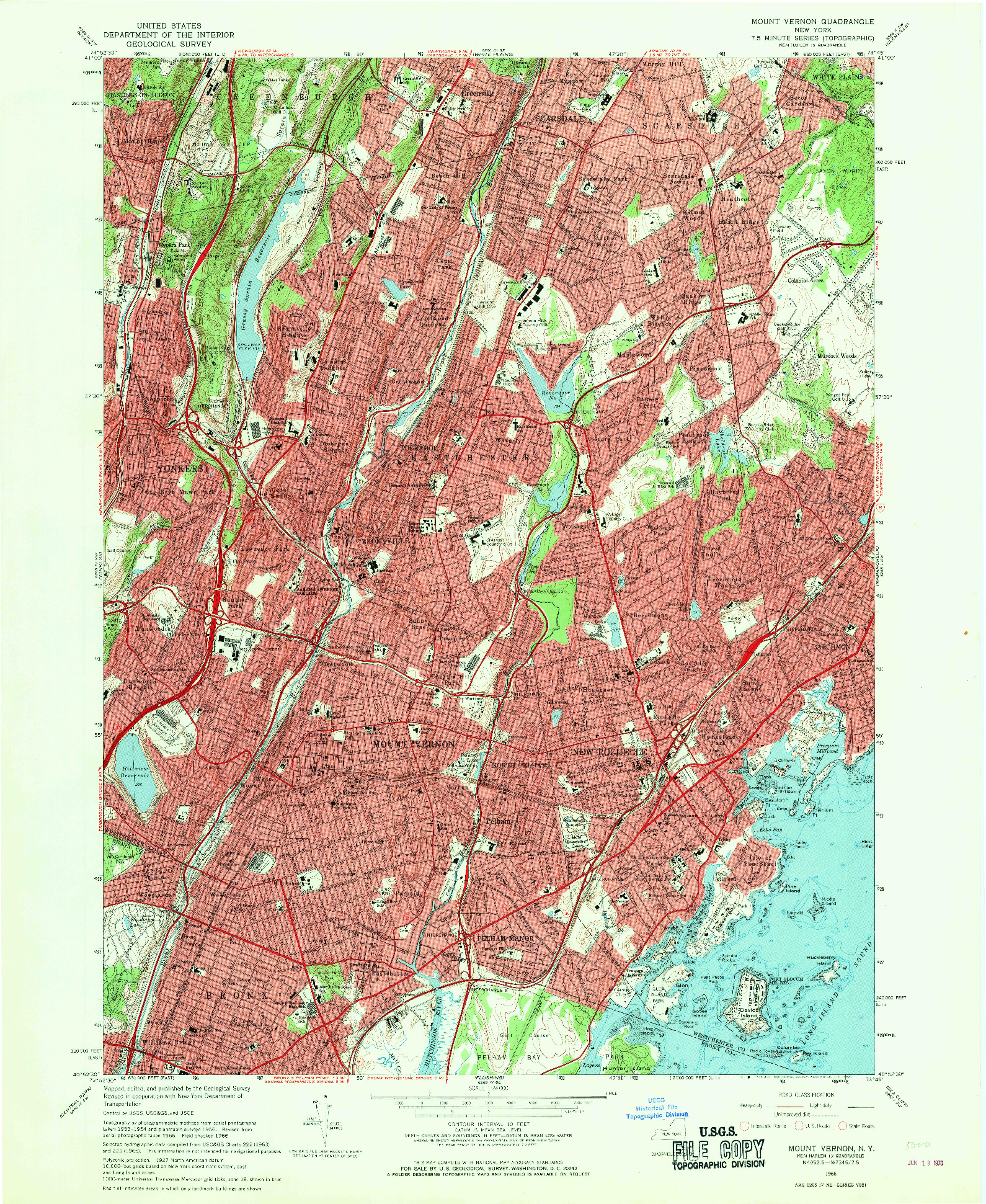 USGS 1:24000-SCALE QUADRANGLE FOR MOUNT VERNON, NY 1966