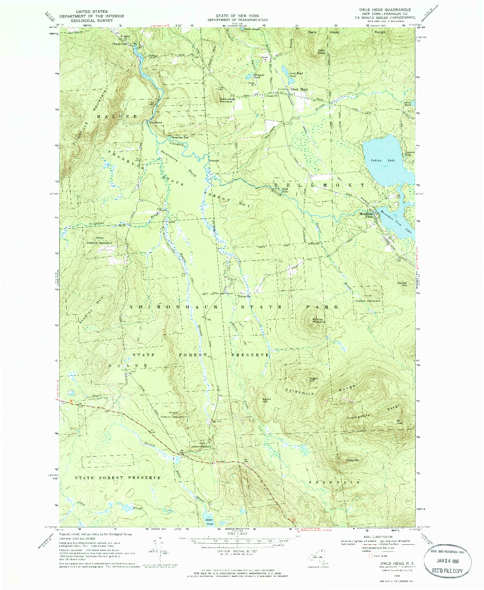 USGS 1:24000-SCALE QUADRANGLE FOR OWLS HEAD, NY 1968