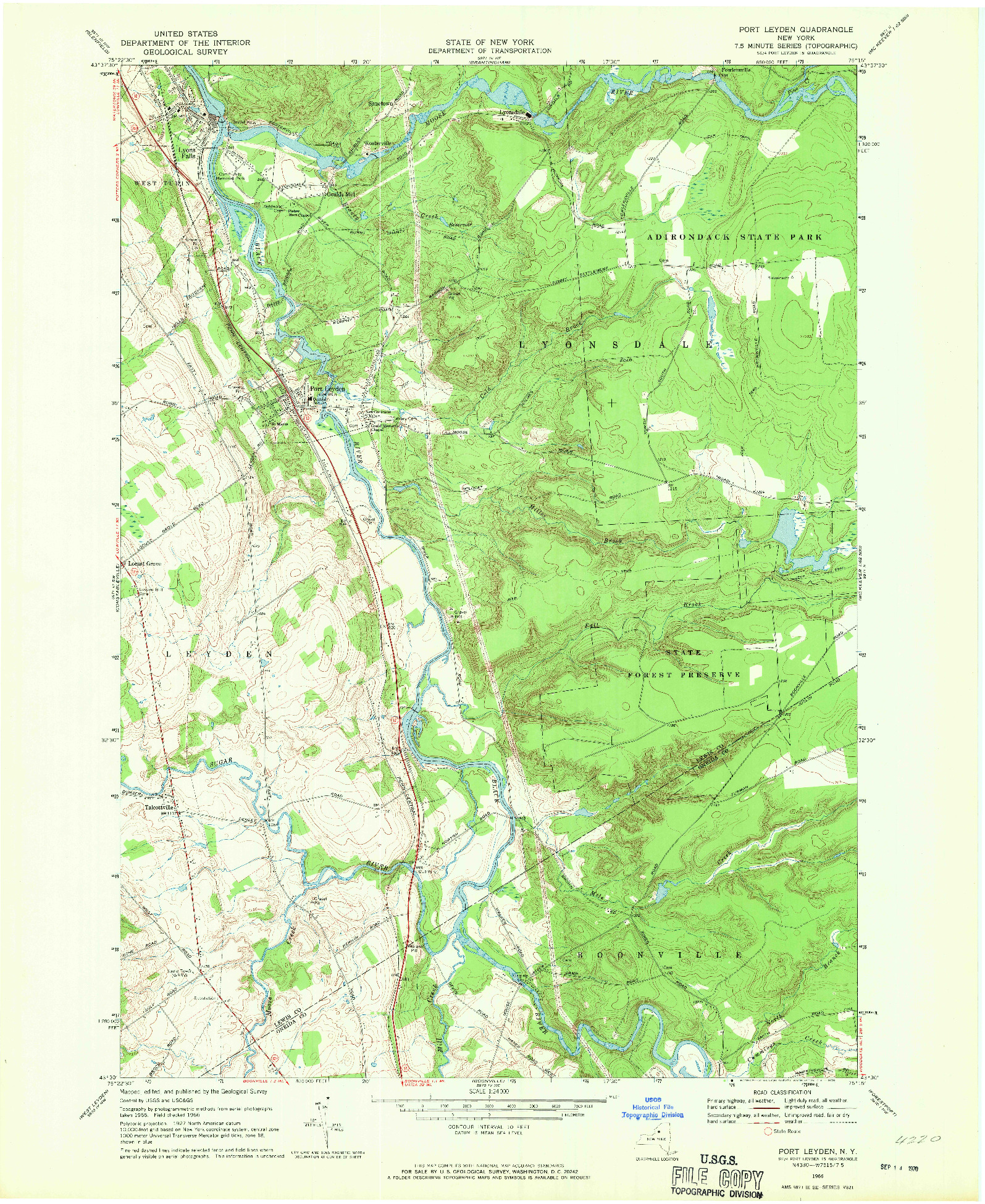 USGS 1:24000-SCALE QUADRANGLE FOR PORT LEYDEN, NY 1966
