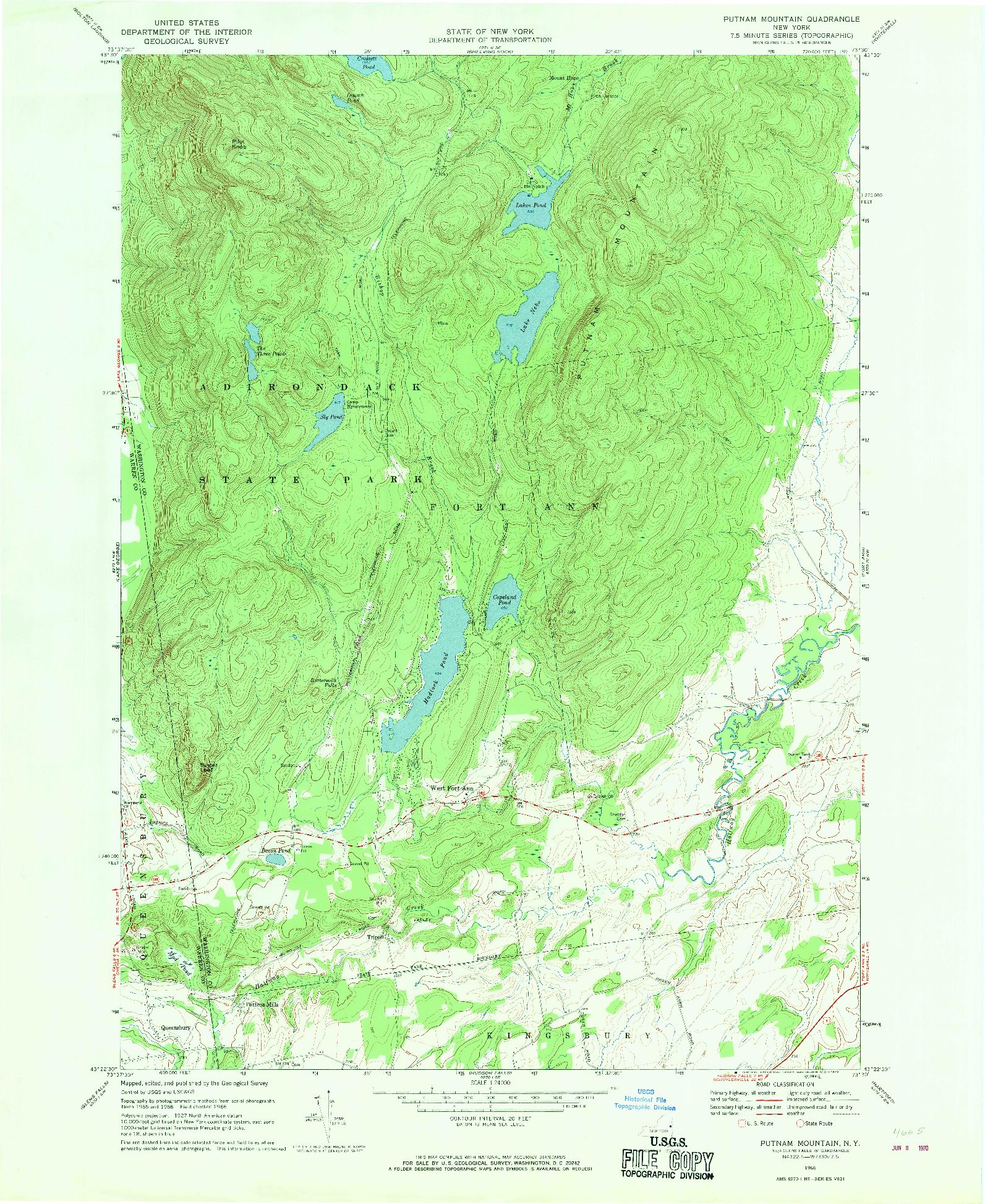 USGS 1:24000-SCALE QUADRANGLE FOR PUTNAM MOUNTAIN, NY 1966