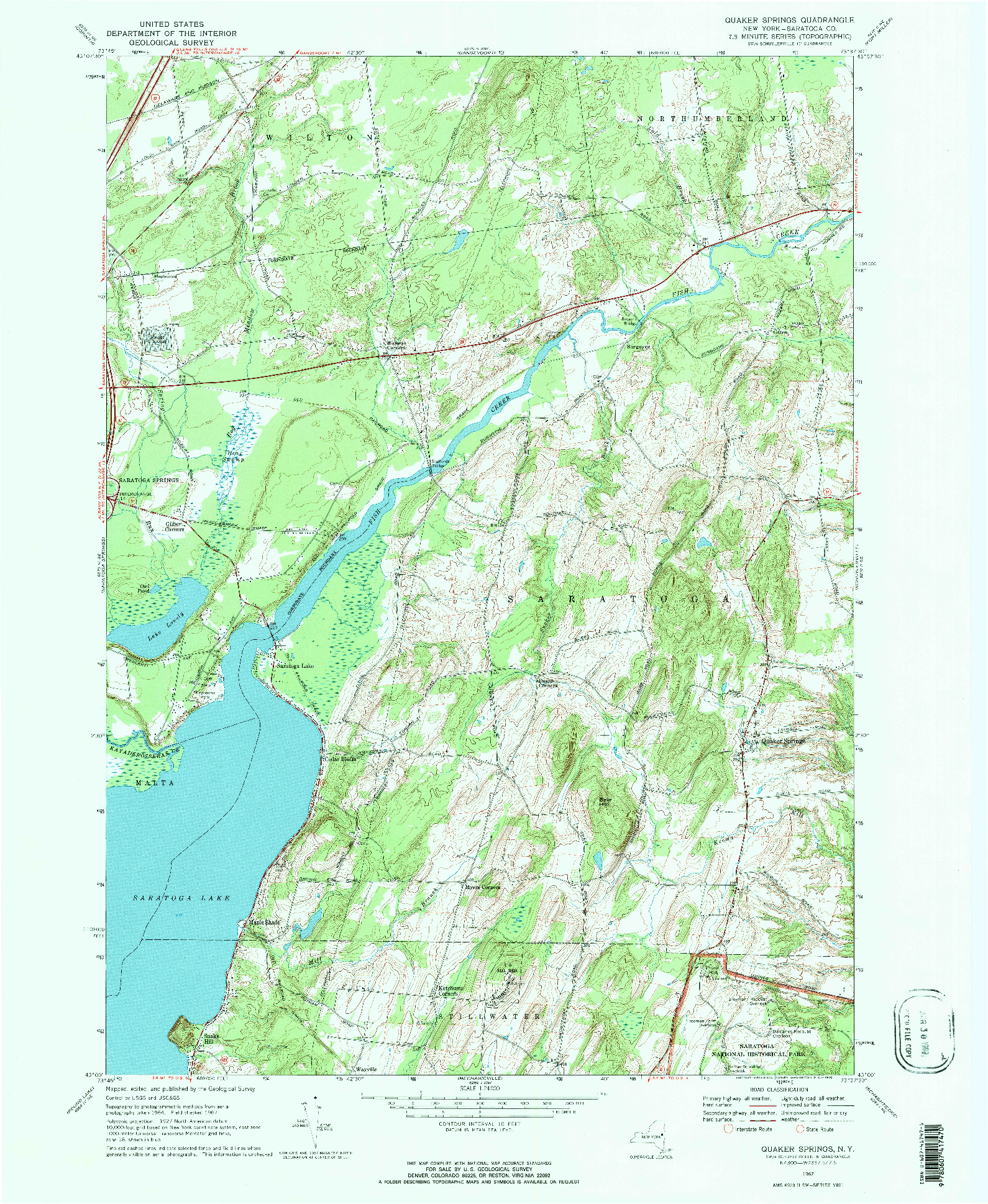 USGS 1:24000-SCALE QUADRANGLE FOR QUAKER SPRINGS, NY 1967