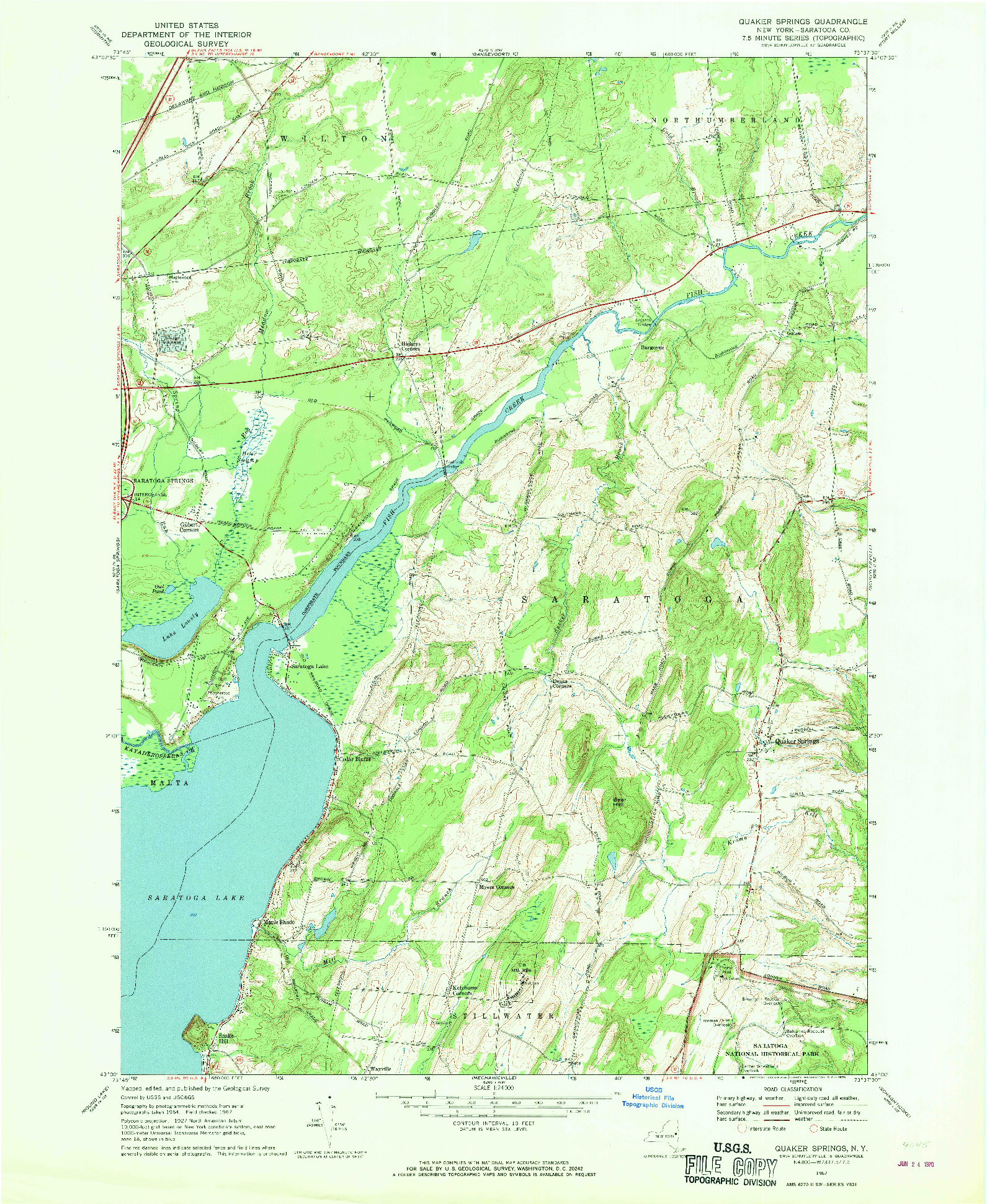 USGS 1:24000-SCALE QUADRANGLE FOR QUAKER SPRINGS, NY 1967