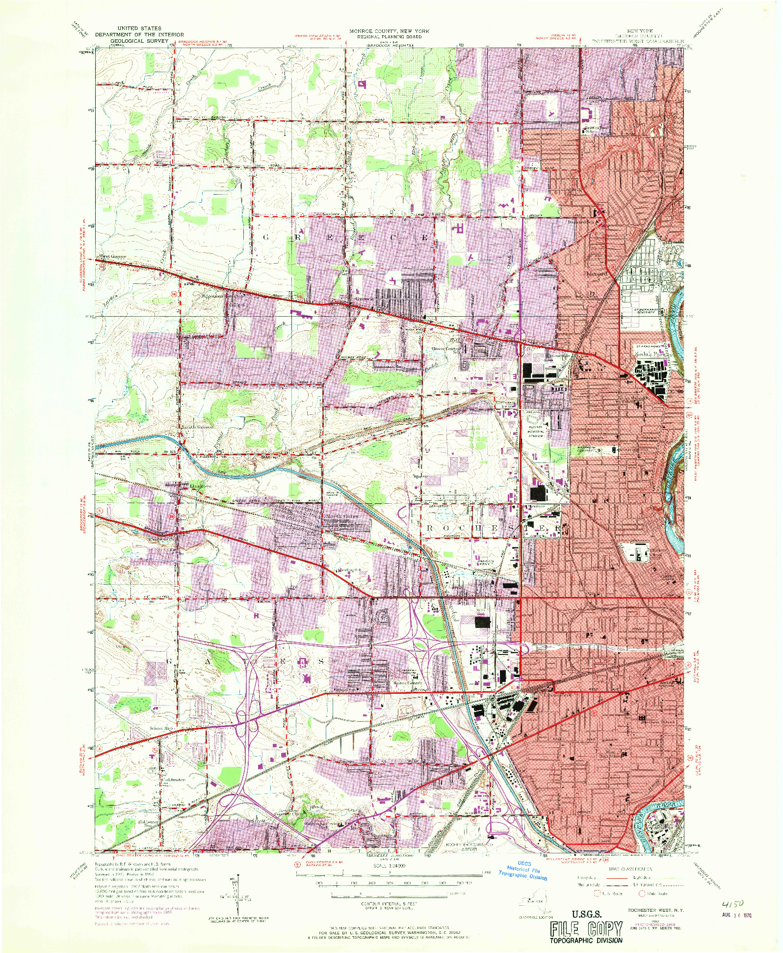 USGS 1:24000-SCALE QUADRANGLE FOR ROCHESTER WEST, NY 1952