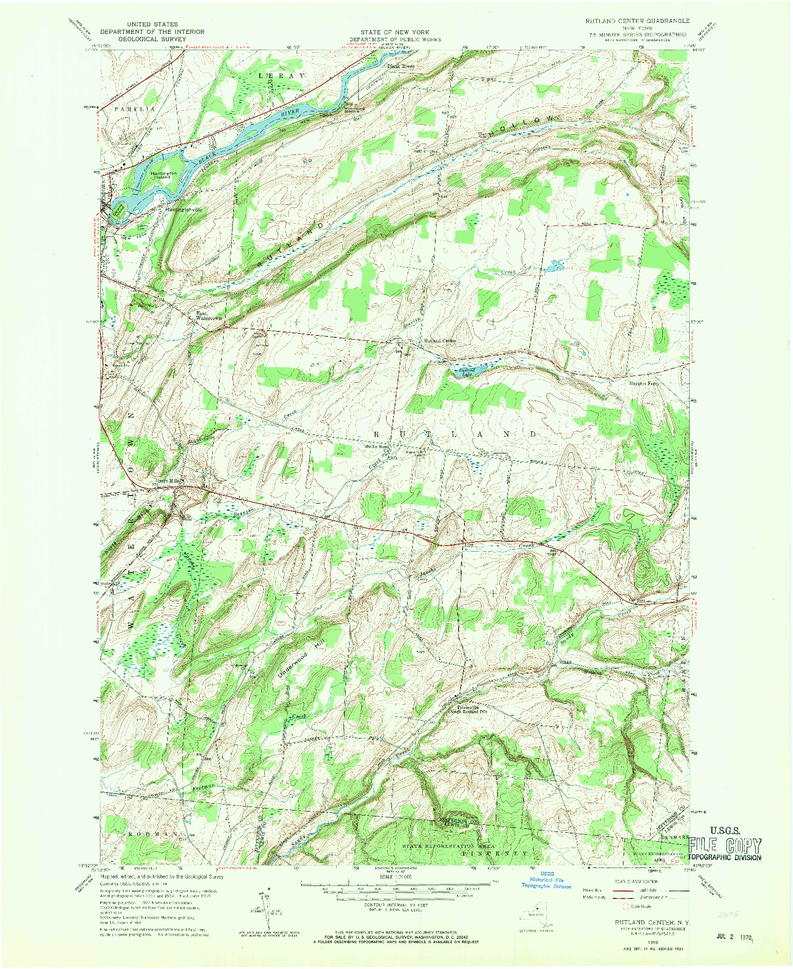 USGS 1:24000-SCALE QUADRANGLE FOR RUTLAND CENTER, NY 1959