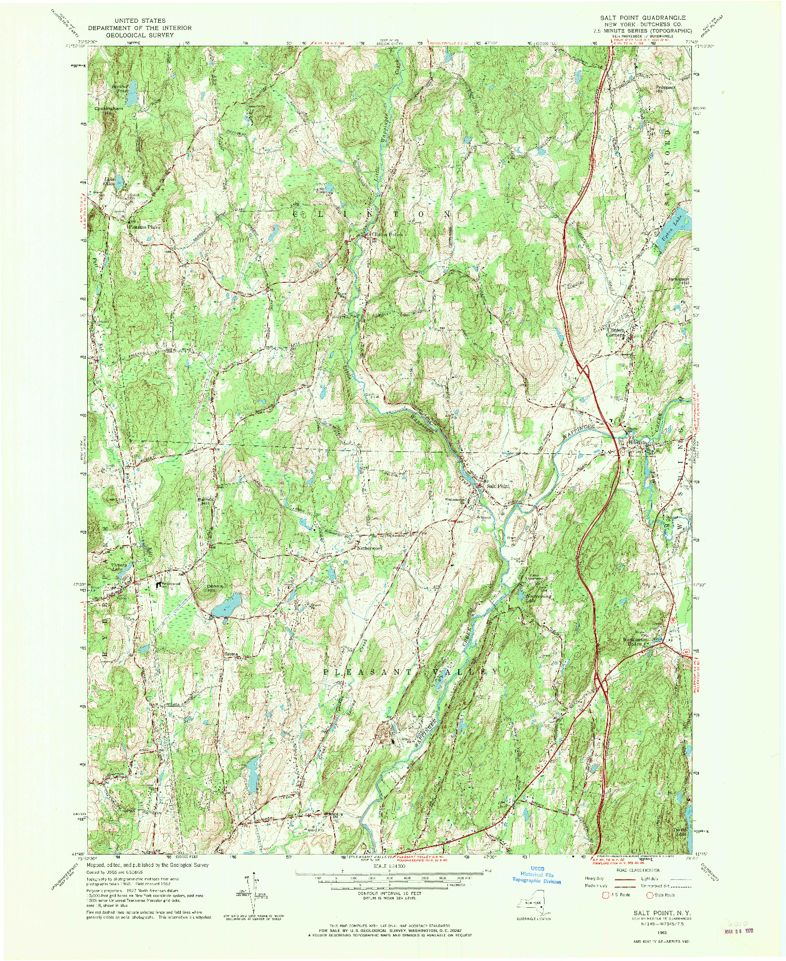 USGS 1:24000-SCALE QUADRANGLE FOR SALT POINT, NY 1963