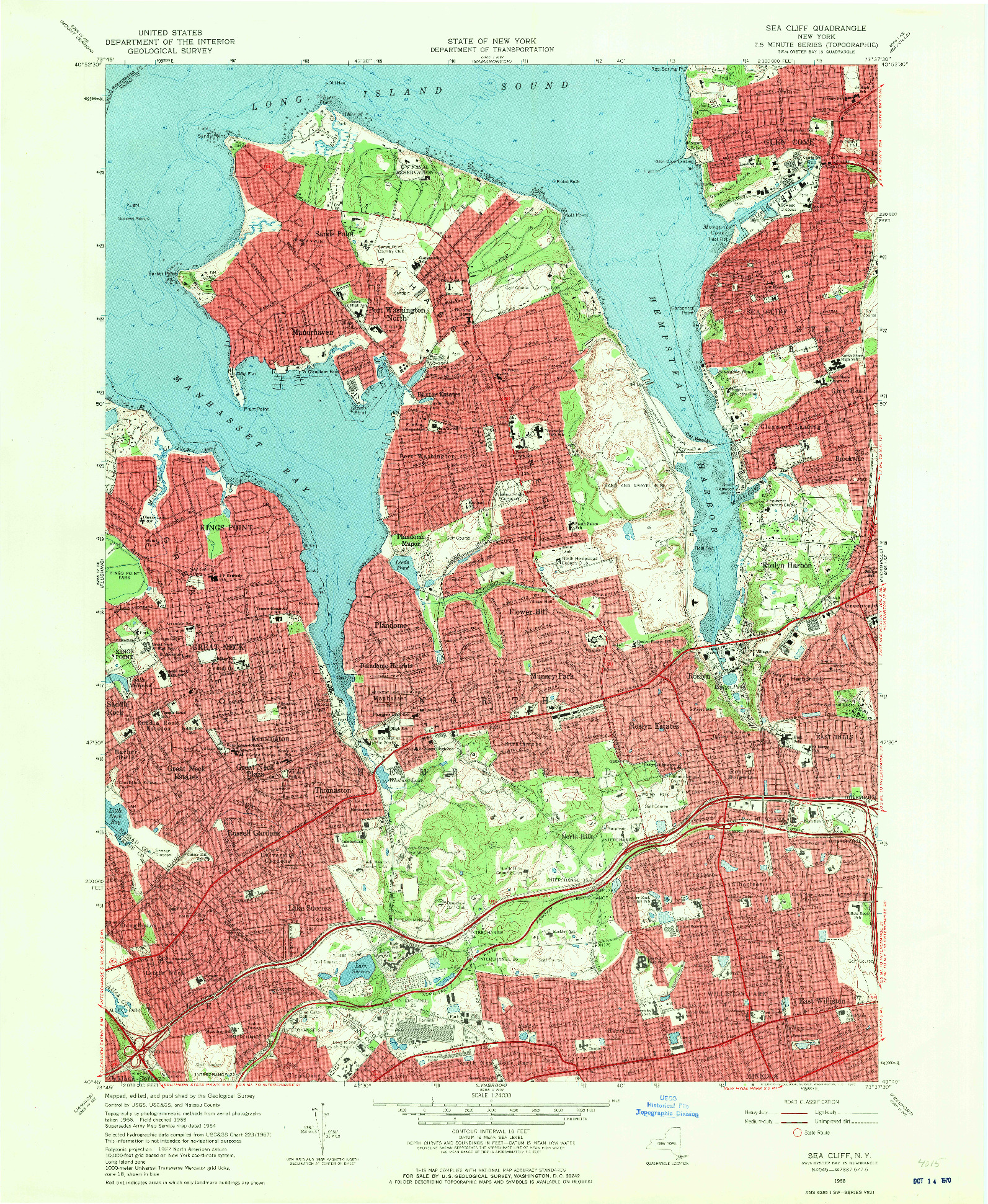 USGS 1:24000-SCALE QUADRANGLE FOR SEA CLIFF, NY 1968